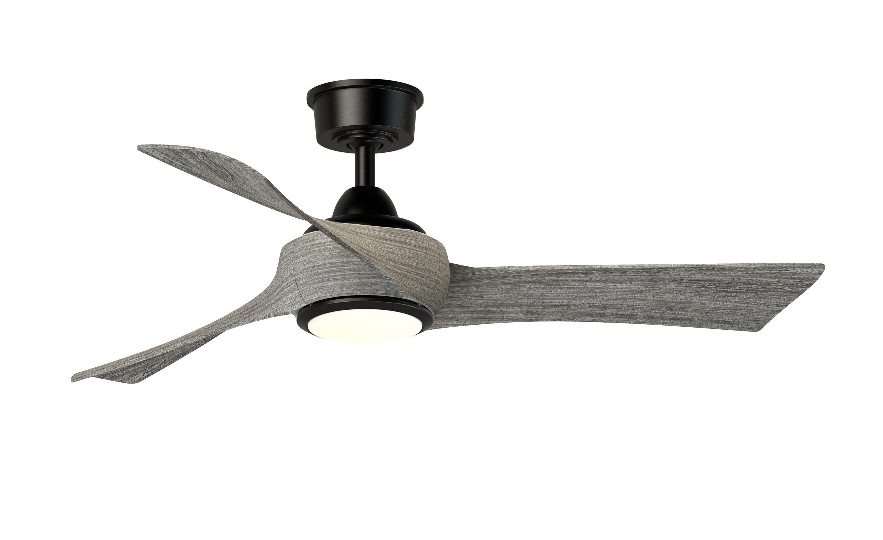 Fanimation Wrap Custom 48-in Black with Weathered Wood Blades Color-changing Integrated LED Indoor/Outdoor Smart Ceiling Fan with Light and Remote (3-Blade) FPD8530BL-48WE-LK Sansujyuku sansujyuku.com