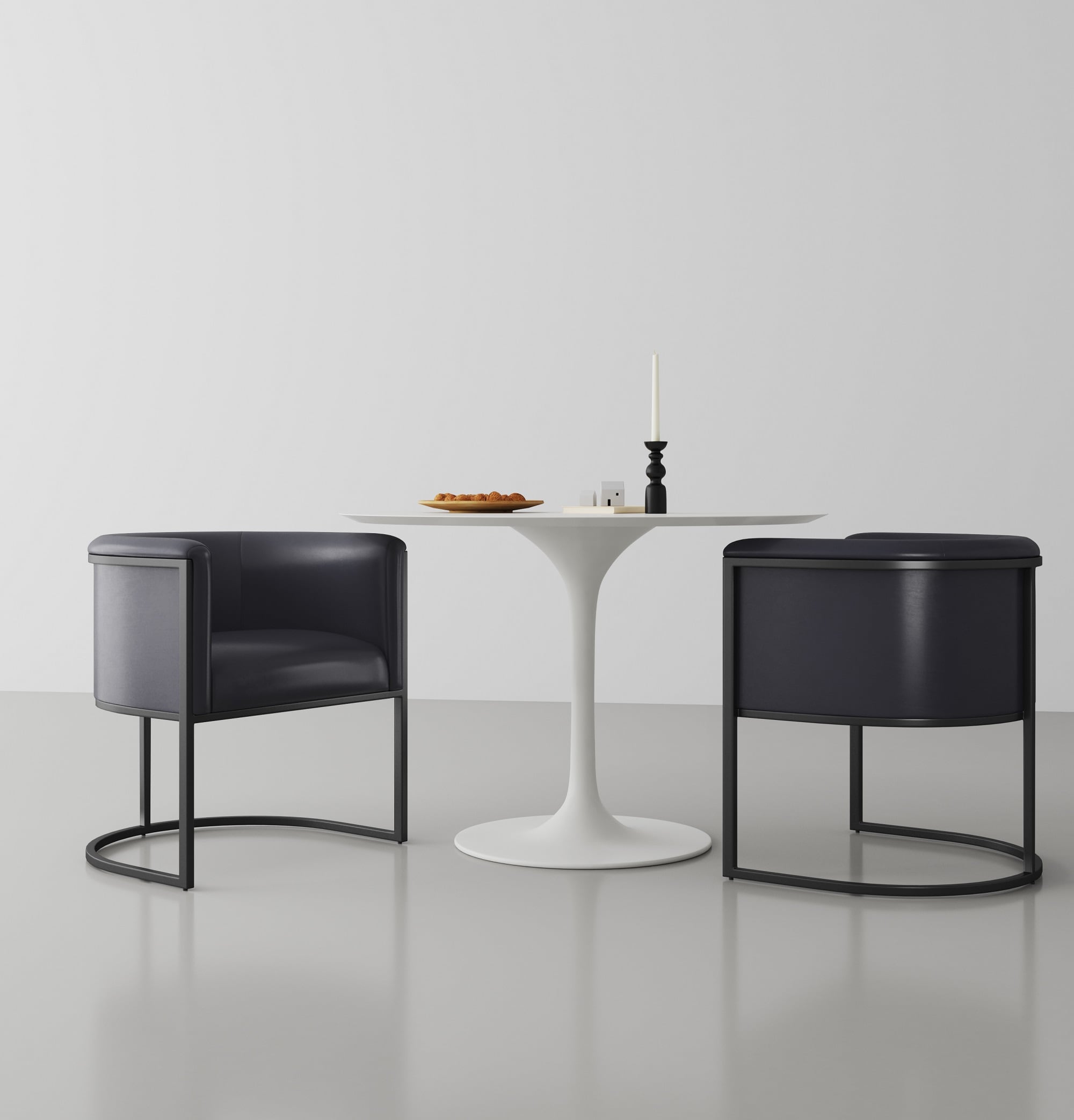 Manhattan Comfort DC044-BK Bali Contemporary/Modern Faux Leather Upholstered Dining Side Chair (Metal Frame)