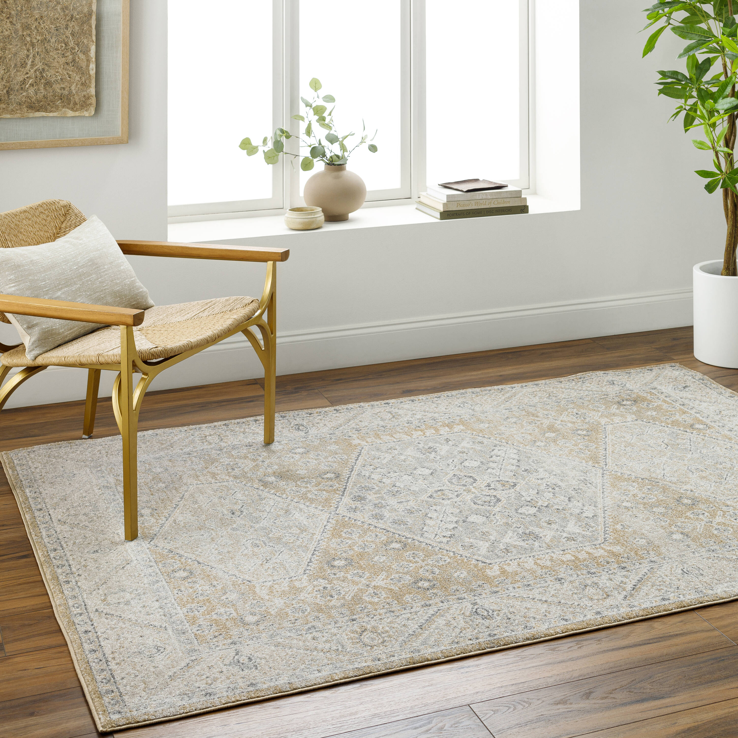 Livabliss APH2315-537 Alpharetta 5 x 7 (ft) Loomed Polypropylene Light Beige, Cream, Medium Gray, Amber, Charcoal, Blue Rectangular Indoor Vintage Area rug