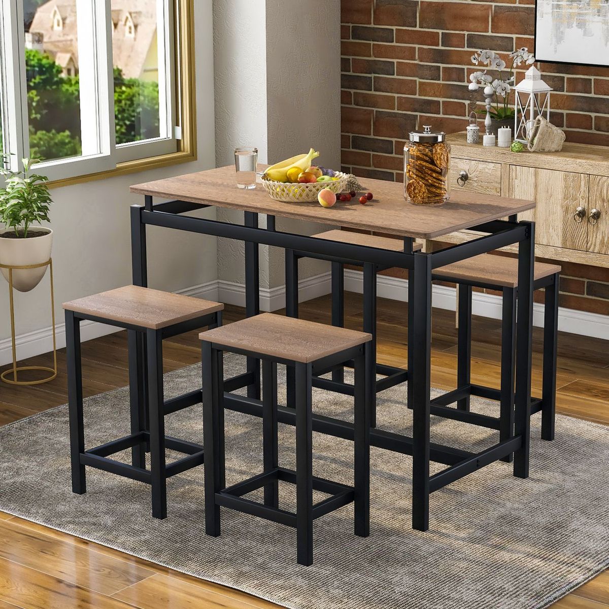 JASMODER WF196232AAP Dark Brown Contemporary/Modern Dining Room Set with Rectangular Table ( Seats 4 )