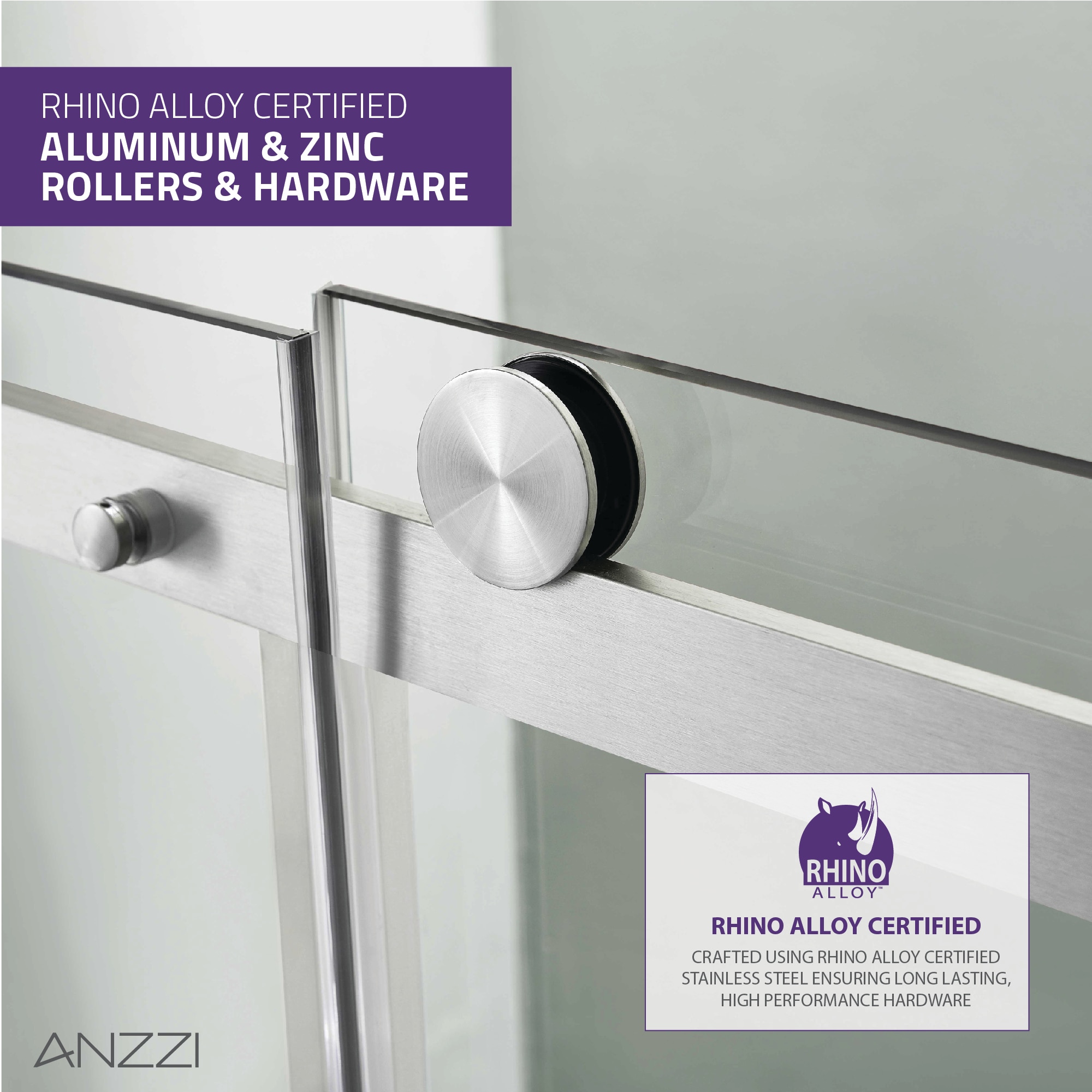 Anzzi Rhodes Series 60 x 76 Frameless Sliding Shower Door with Handle in Brushed Nickel - SD-FRLS05702BN