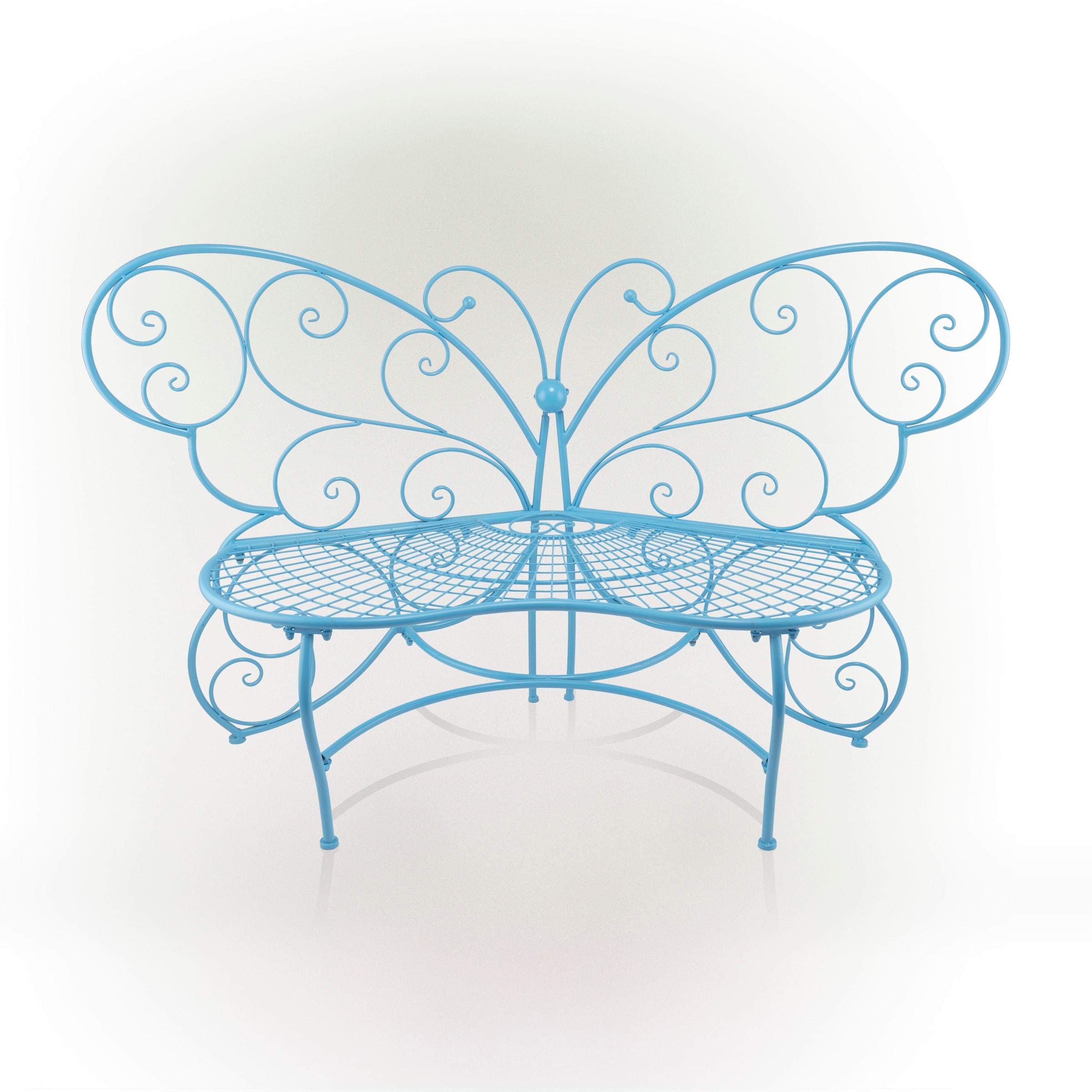 Alpine Corporation BAZ400BL 62-Inches W x 38-Inches H Blue Iron Traditional Bench
