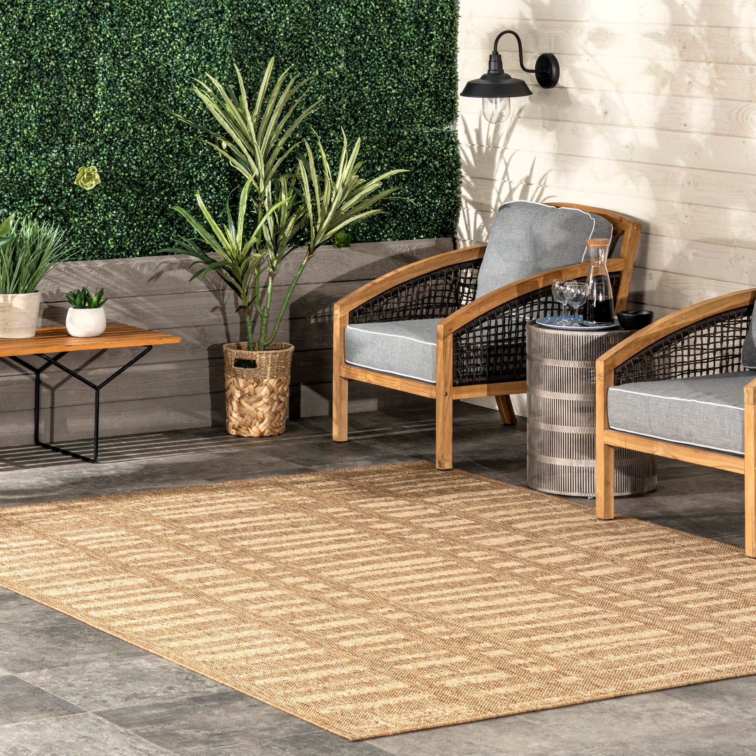 nuLOOM GBCB38A-96012 10 x 12 (ft) Loomed Polyester/Polypropylene Brown Rectangular Indoor/Outdoor Stripe Area rug