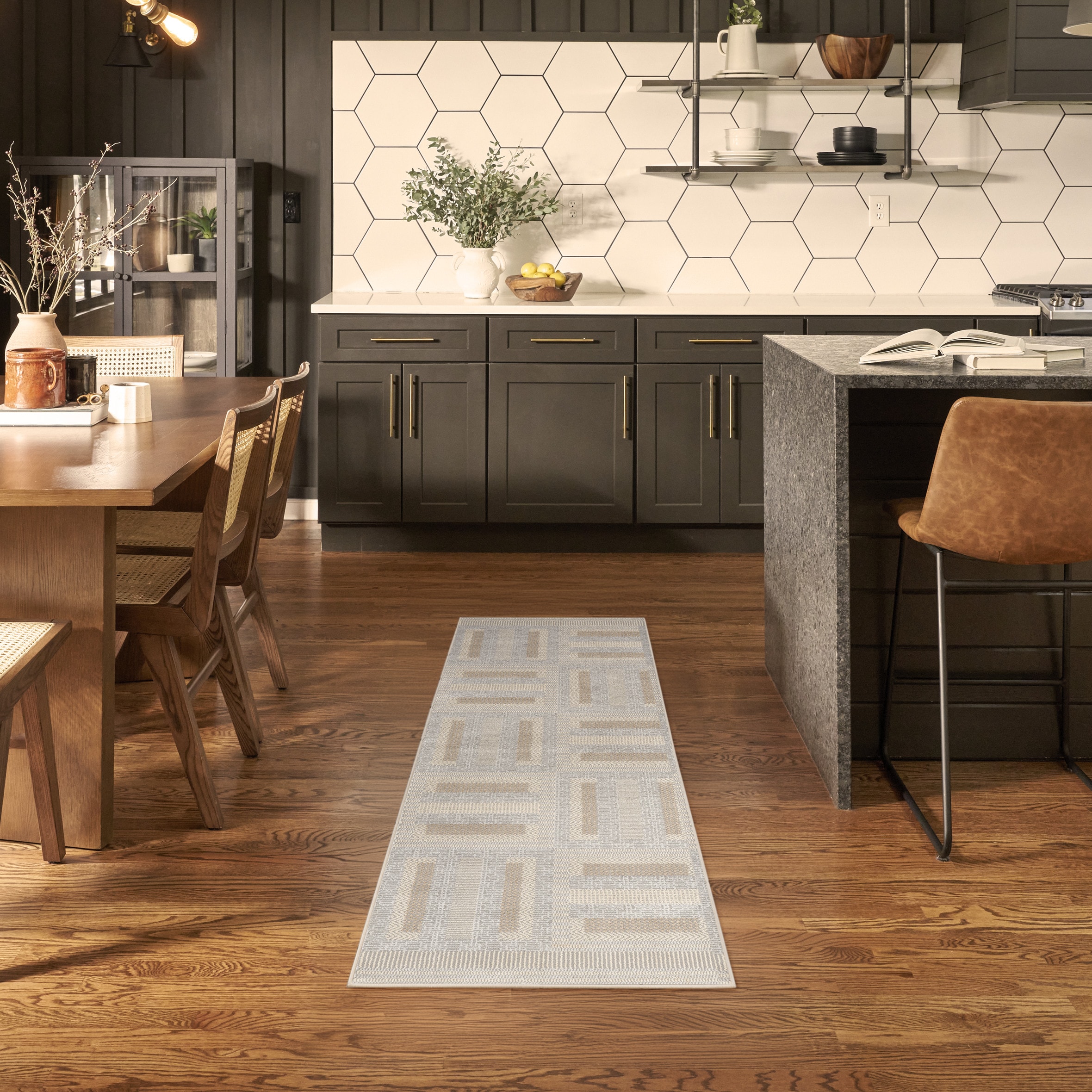 Nourison Home 841491120422 2 x 6 (ft) Loomed Grey Multicolor Rectangular Indoor Runner rug