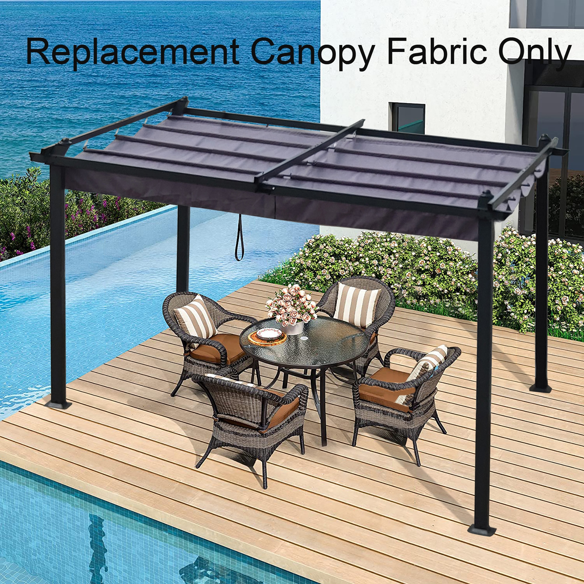 Gaierptone CRXL7NSN14P 8.04-ft x 8.04-ft Canopy Cover Replacement Gray Gazebo replacement canopy top