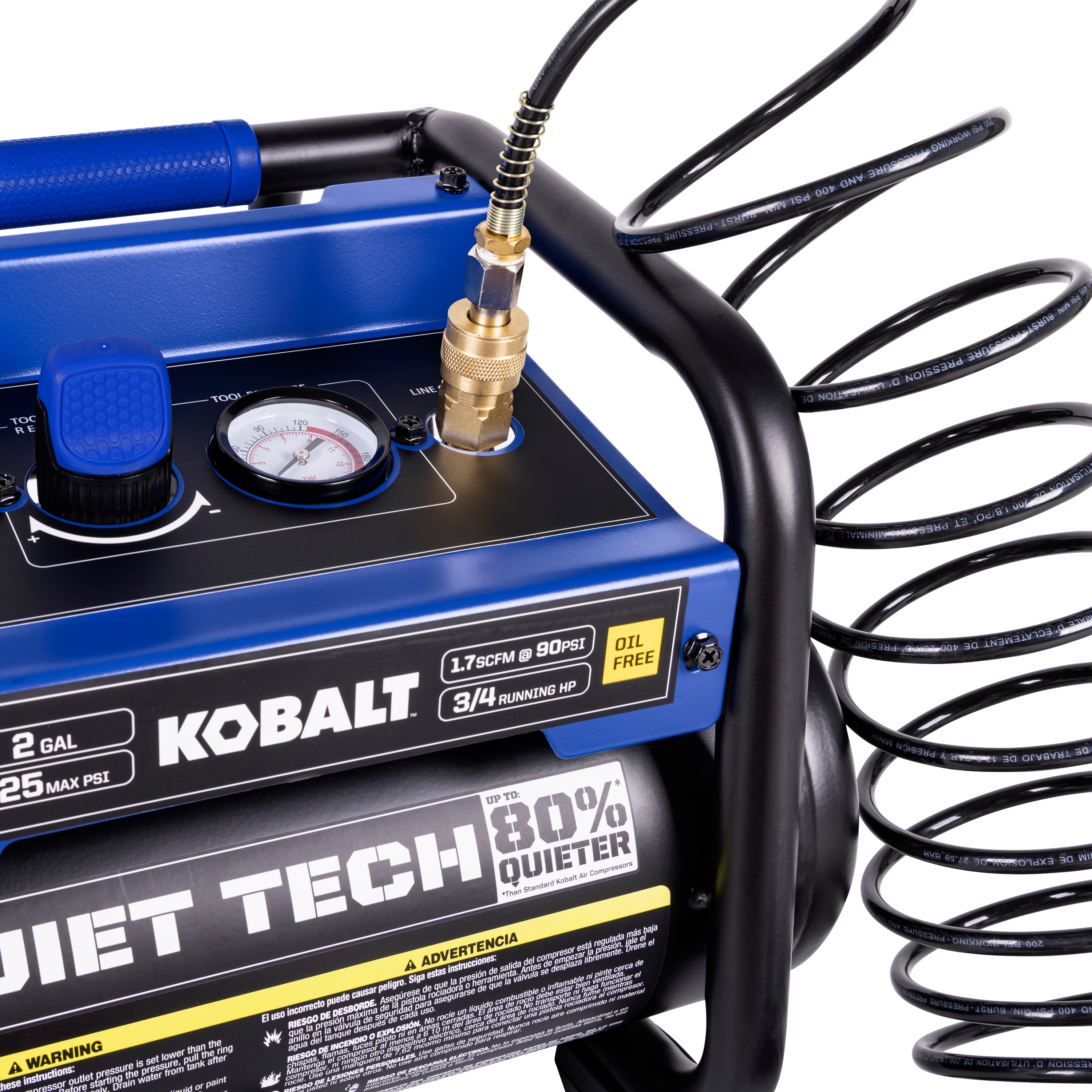 Kobalt QUIET TECH 2Gallon Portable Electric 125 PSI Hot Dog Air