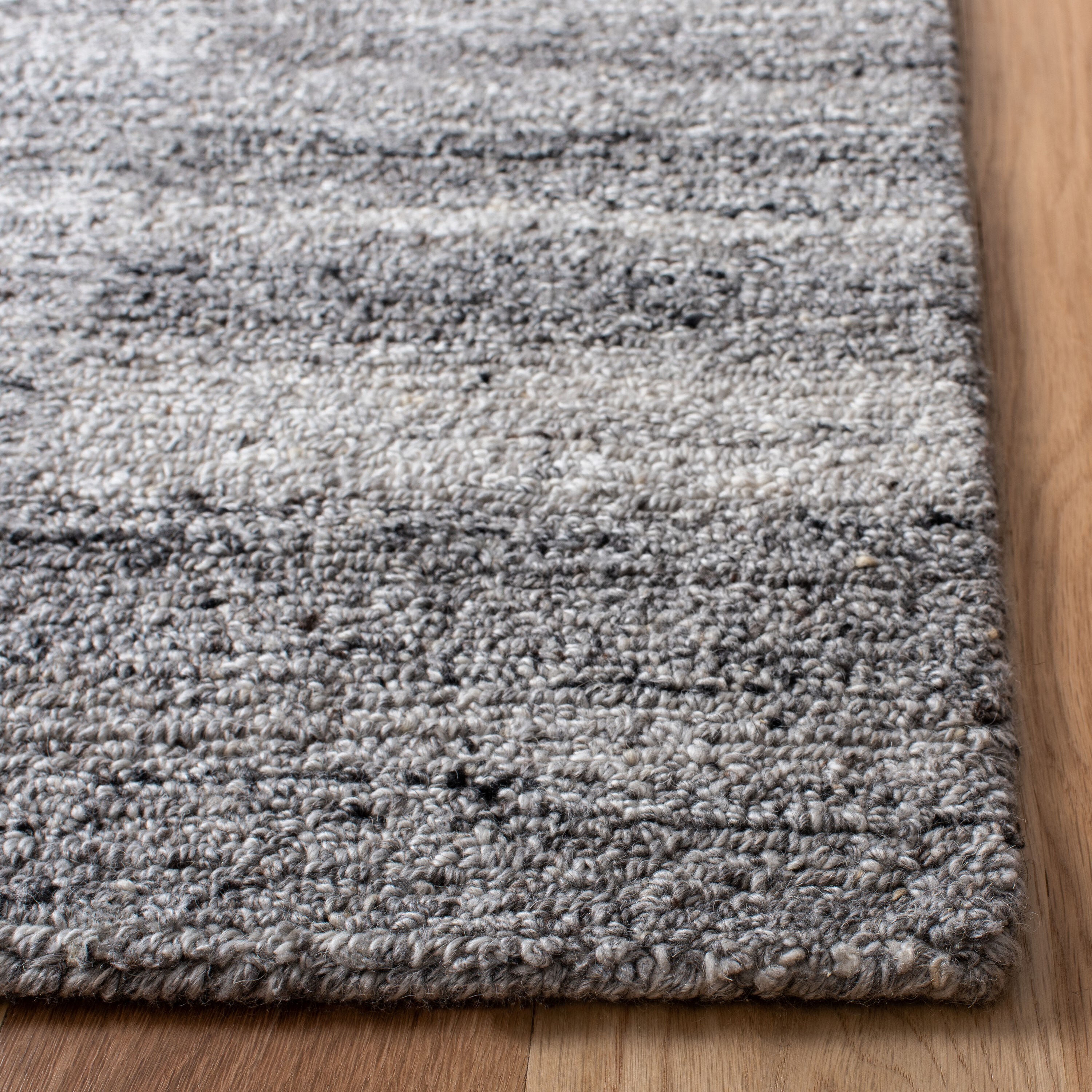 Gray Abstract Handmade Wool Runner Rug
