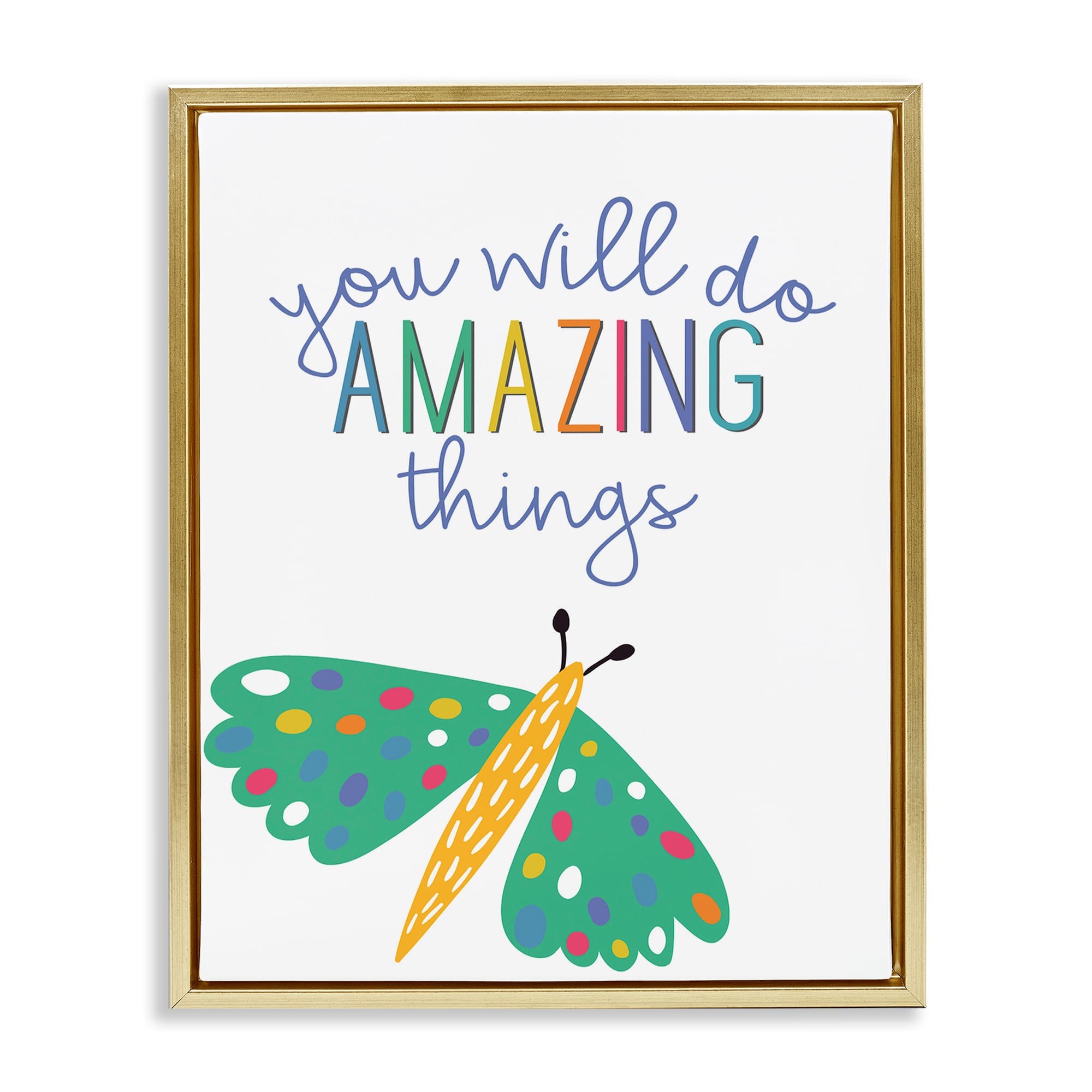 Stupell Industries BS-430-FFG-16X20 Amazing Things with Dragonfly Floating Frame design by Kim Allen
