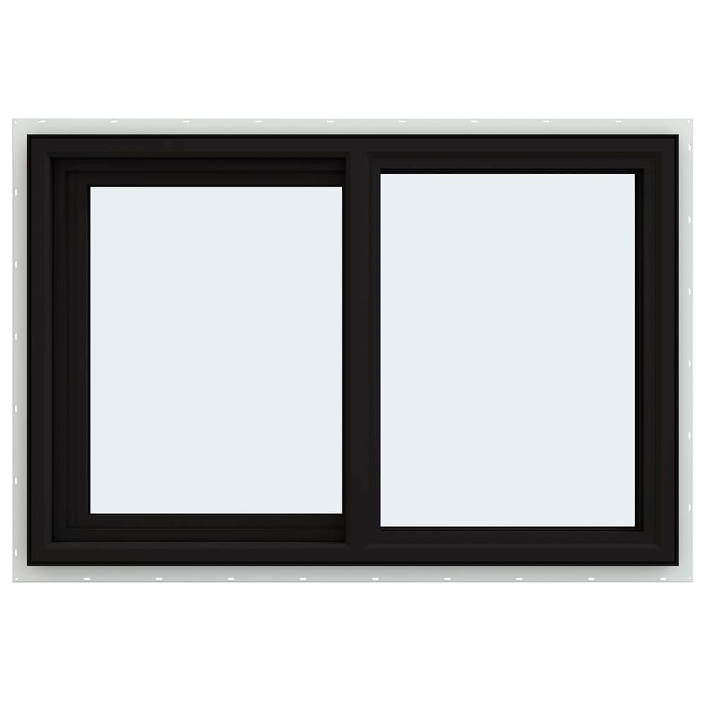 JELD-WEN FiniShield V-4500 35-1/2-in x 35-1/2-in x 3-in Jamb Left-operable Vinyl Black Sliding Window Full Screen Included