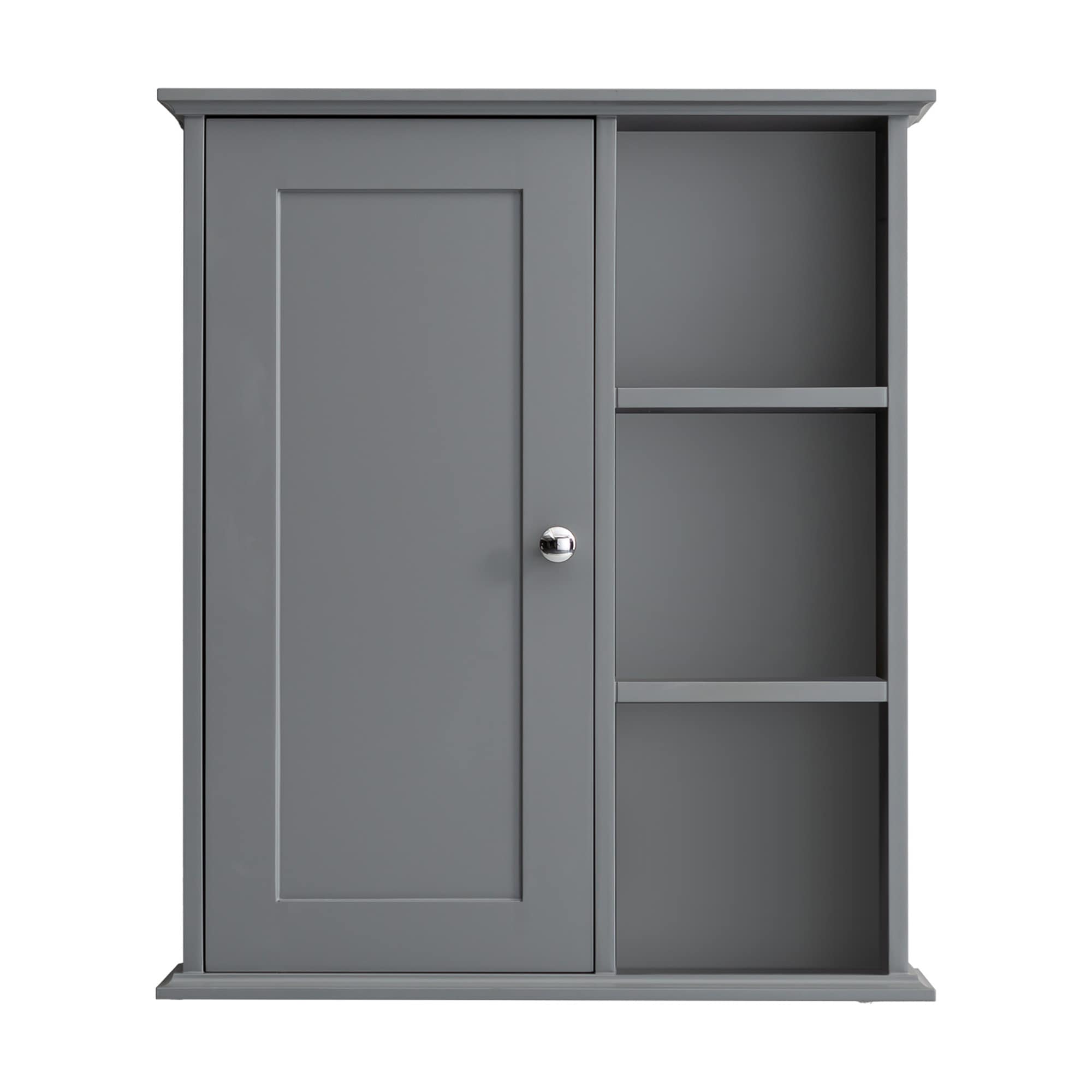 CALVON - 23.62-in x 27.56-in x 7.09-in Gray Soft Close Bathroom Wall Cabinet