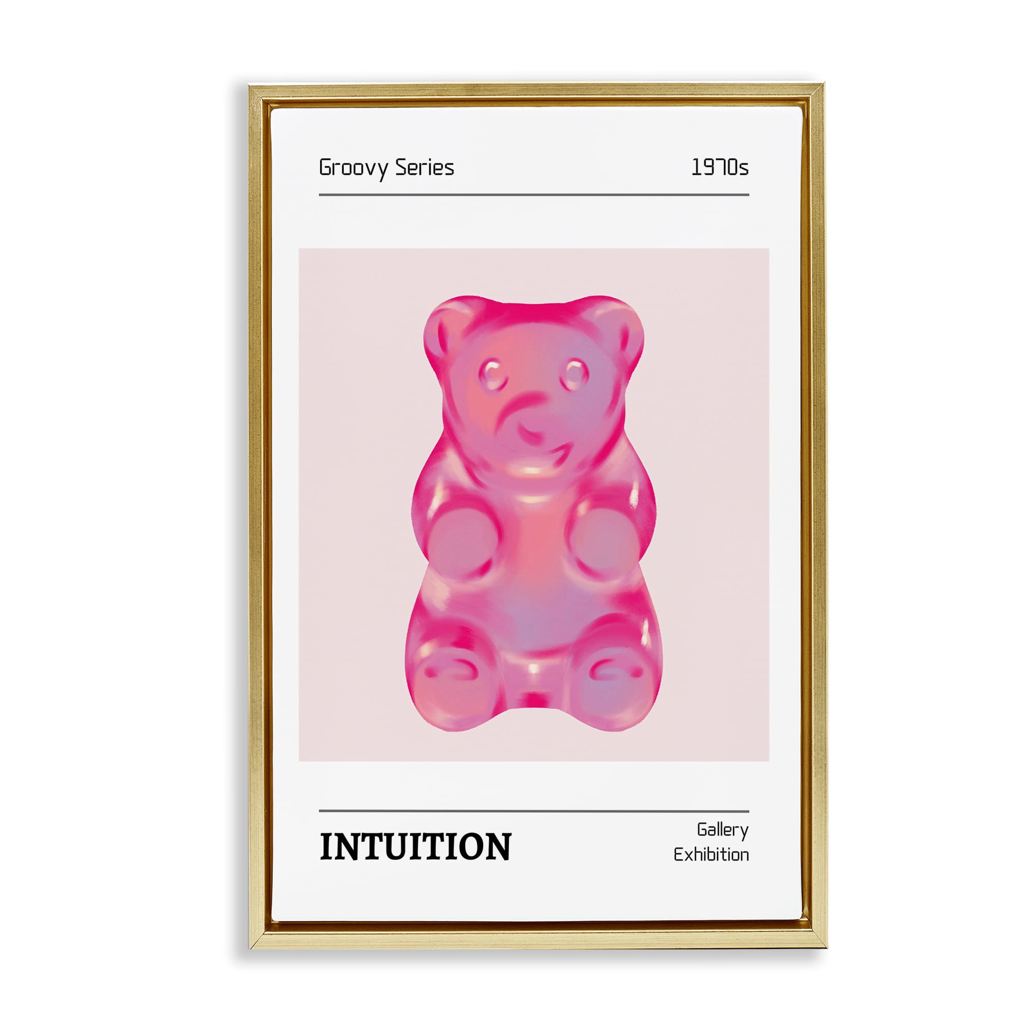 Stupell Industries BT-663-FFG-20X30 Intuition Phrase Candy Bear Gold Framed Floater Canvas Wall Art By LSR Design Studio 21 x 31