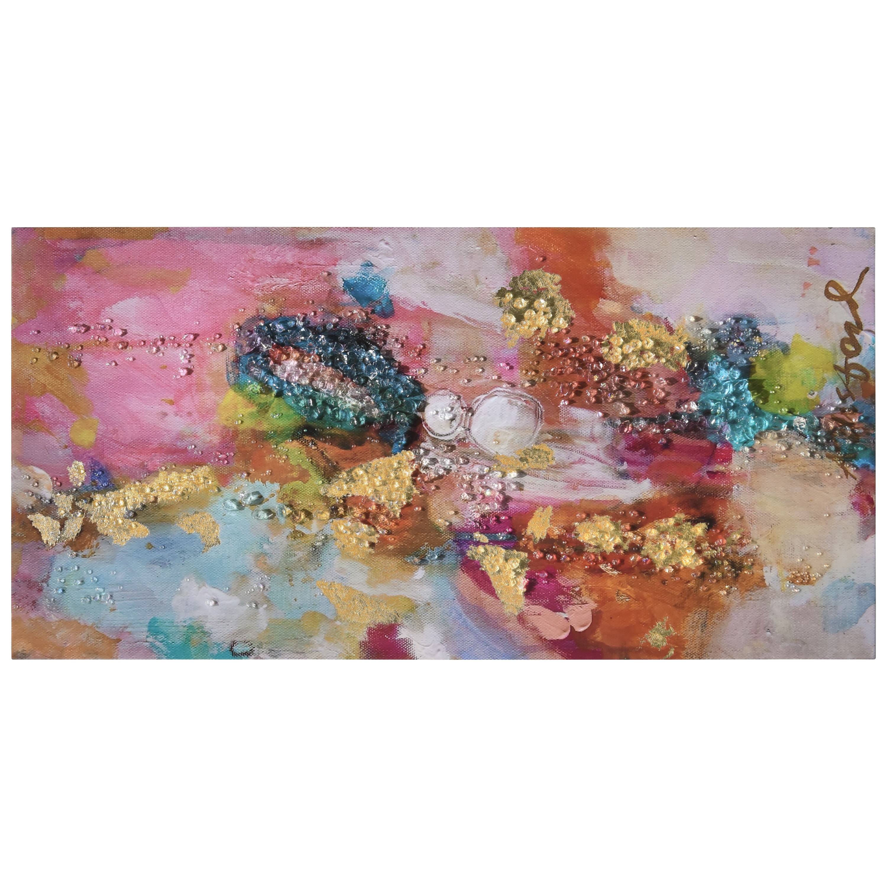 Colorful Symphony II 24" x 48" Abstract Epoxy Coated Canvas Wall Art