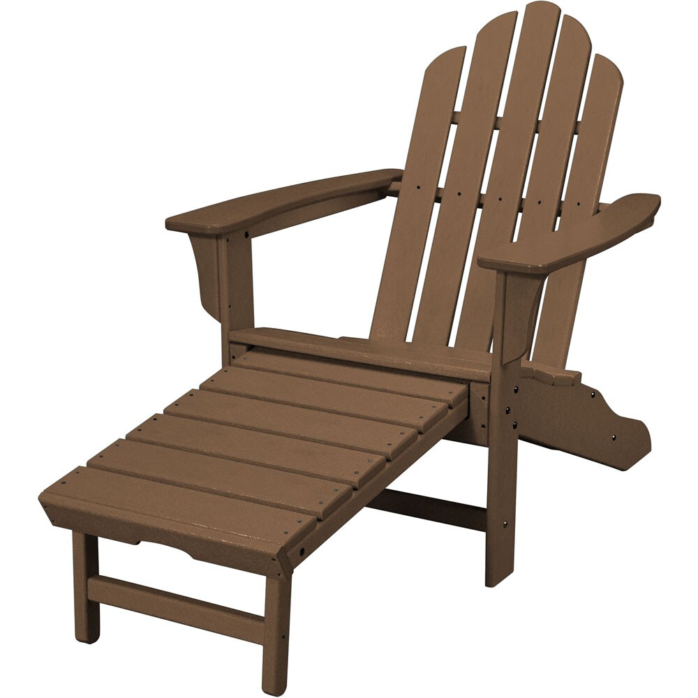 Hanover HVLNA15TE Teak HDPE Frame Stationary Adirondack Chair with Slat Seat