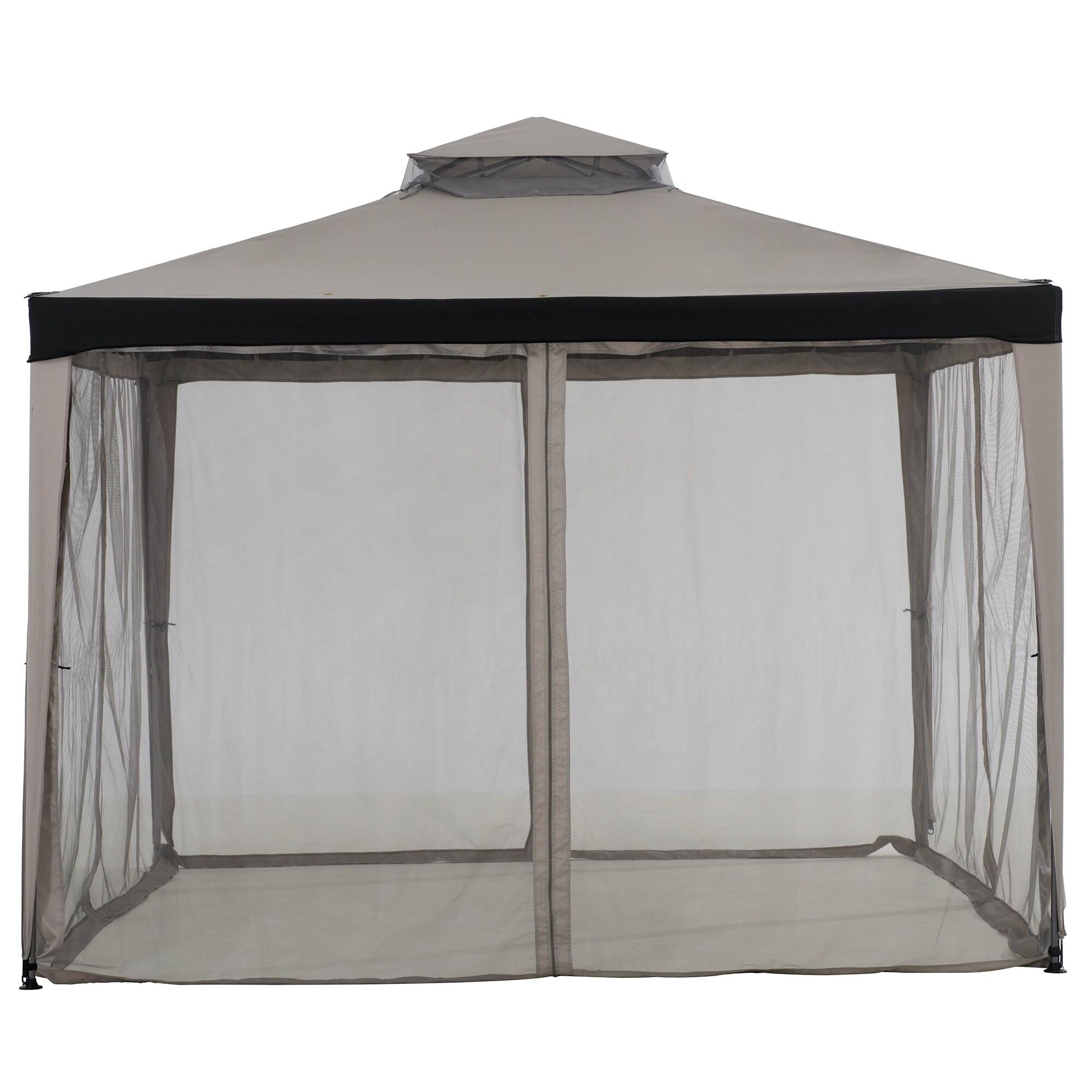Sunjoy 10x10 Grey Steel Frame Gazebo with Mesh Netting