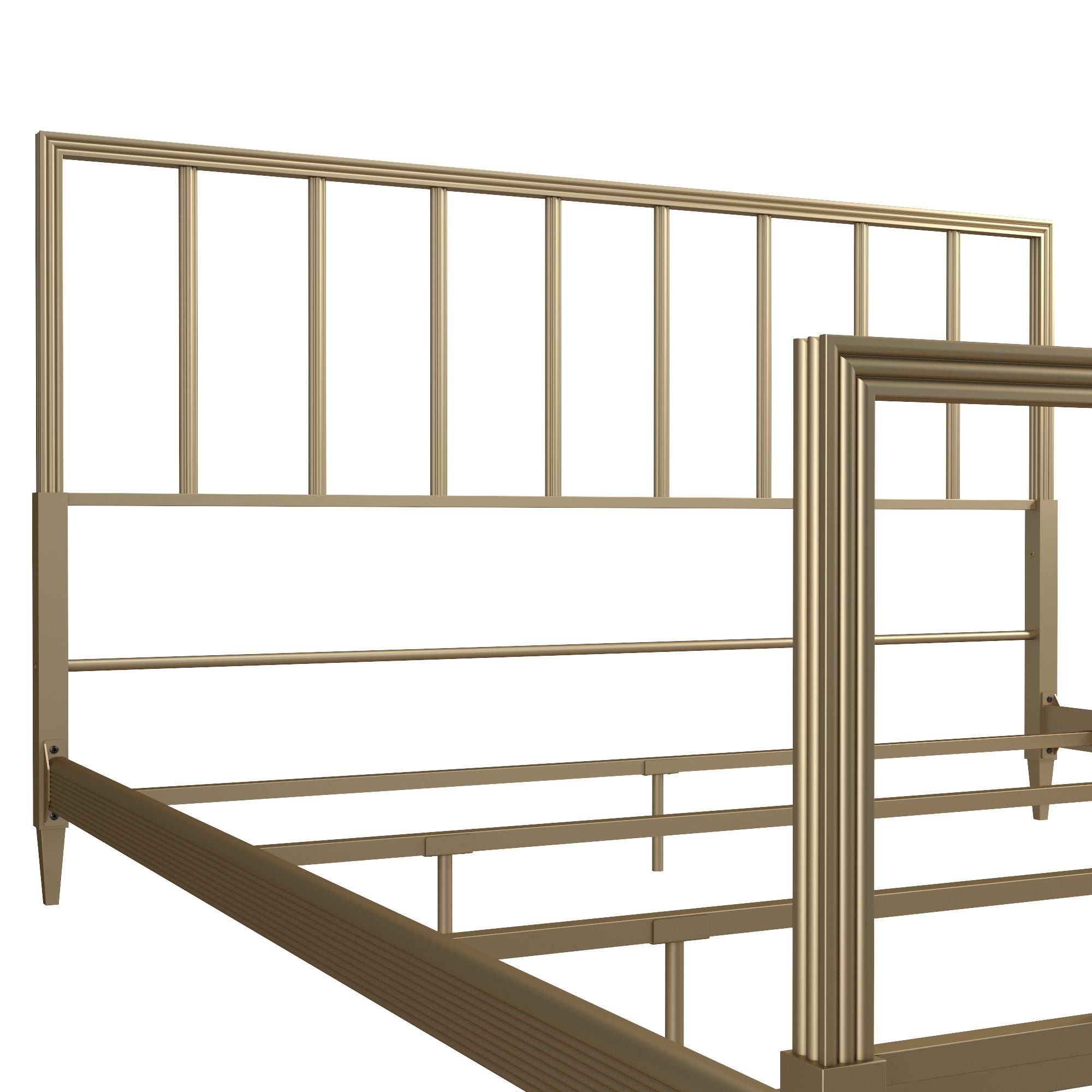 Blair King Size Golden Brass Metal Bed with Engraved Headboard