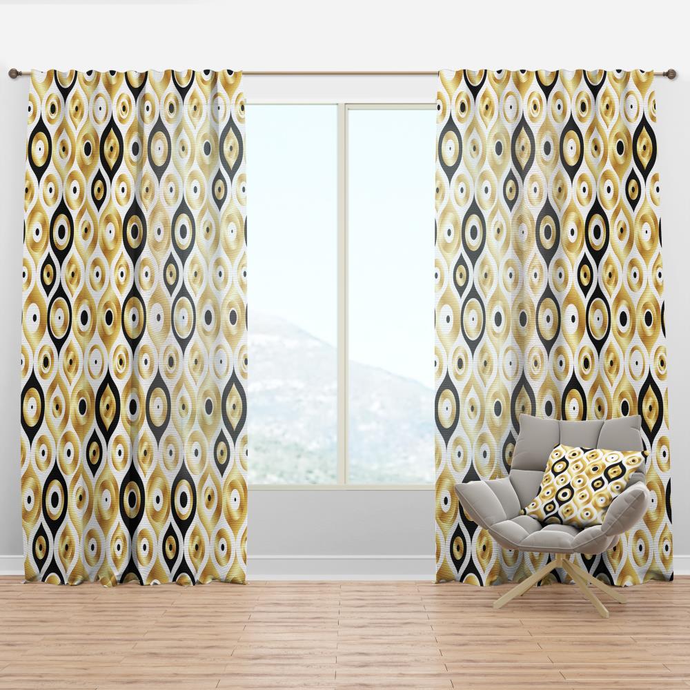 Designart CTN24587-52-120 120-Inches Gold Geometric Room darkening Thermal lined Rod pocket Single curtain panel