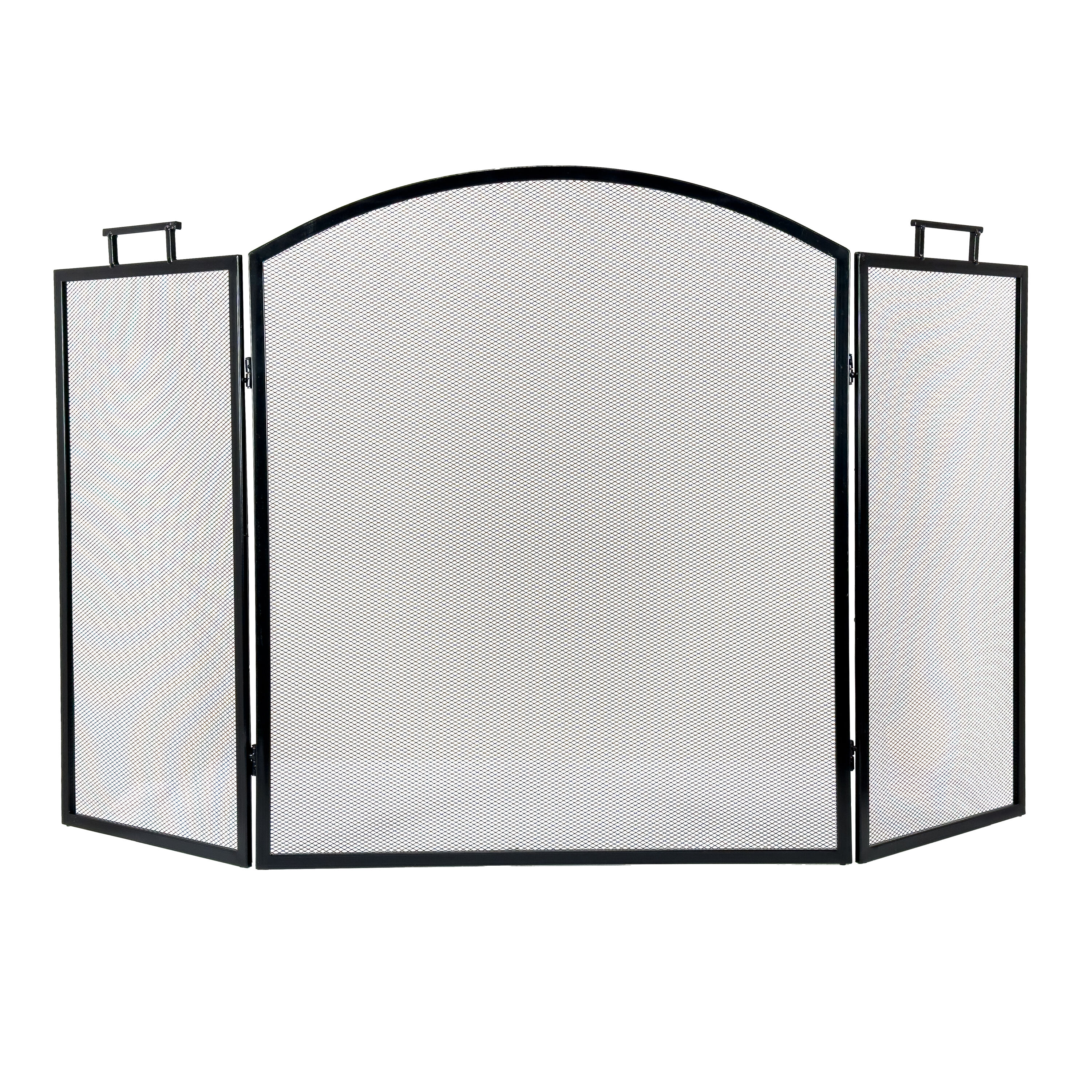 Pleasant Hearth FA010S 52-in Black Steel 3 -Panel Arched Fireplace Screen