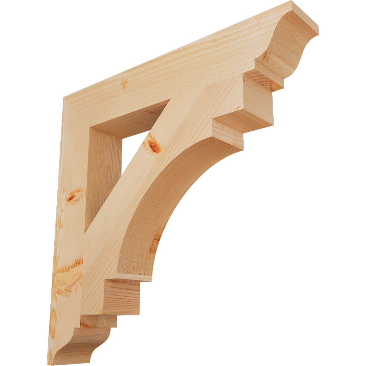 Ekena Millwork BKT04X24X24MRC01SDF Merced traditional smooth 3-1/2-in x 24-in x 24-in Douglas fir Brown Wood Standard bracket
