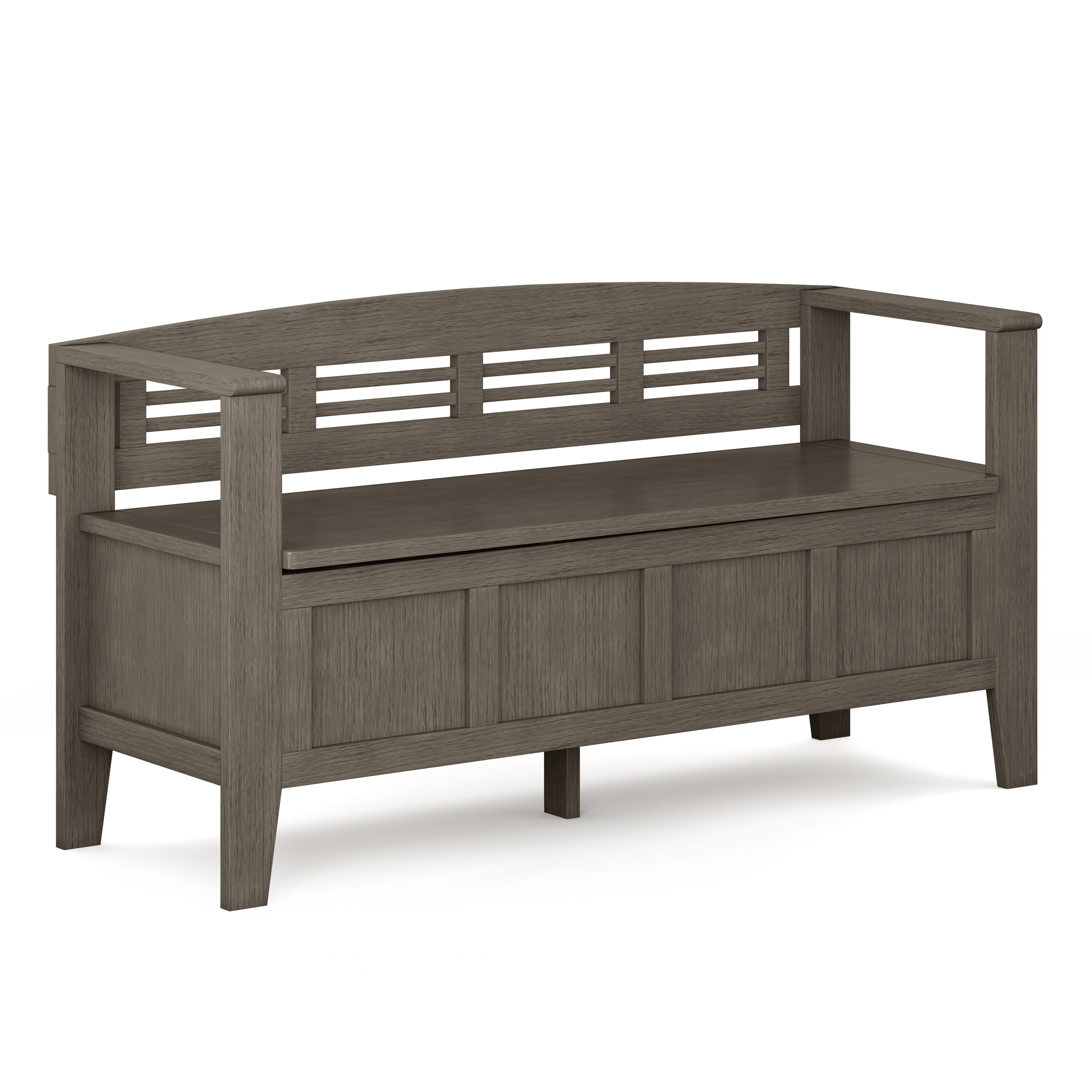 Simpli Home AXCADABEN-FG Adams Modern Farmhouse Grey Storage Bench with Storage 48-in x 17-in x 9.84-in