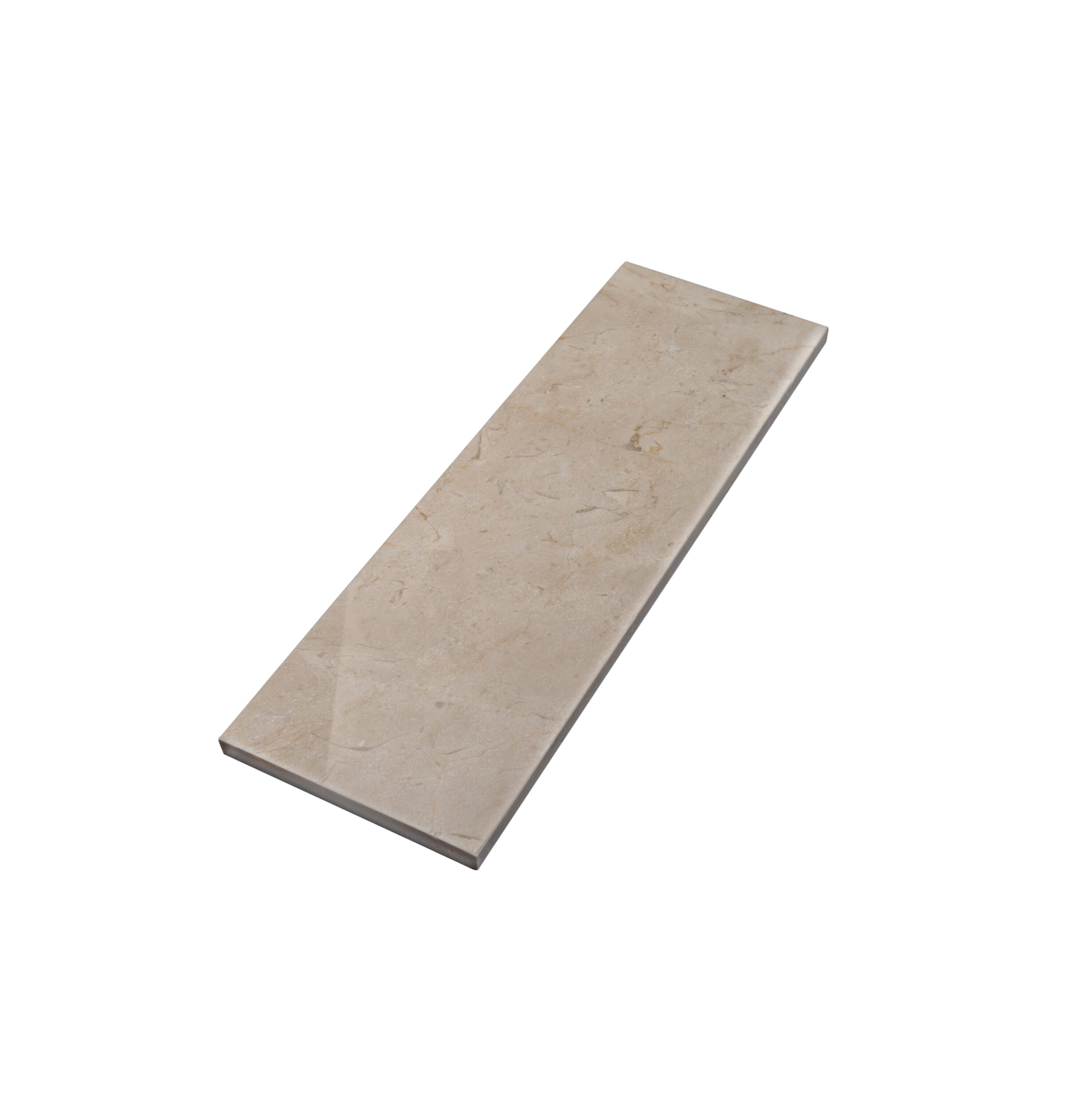 Beige and White Polished Marble 4" x 12" Subway Tile
