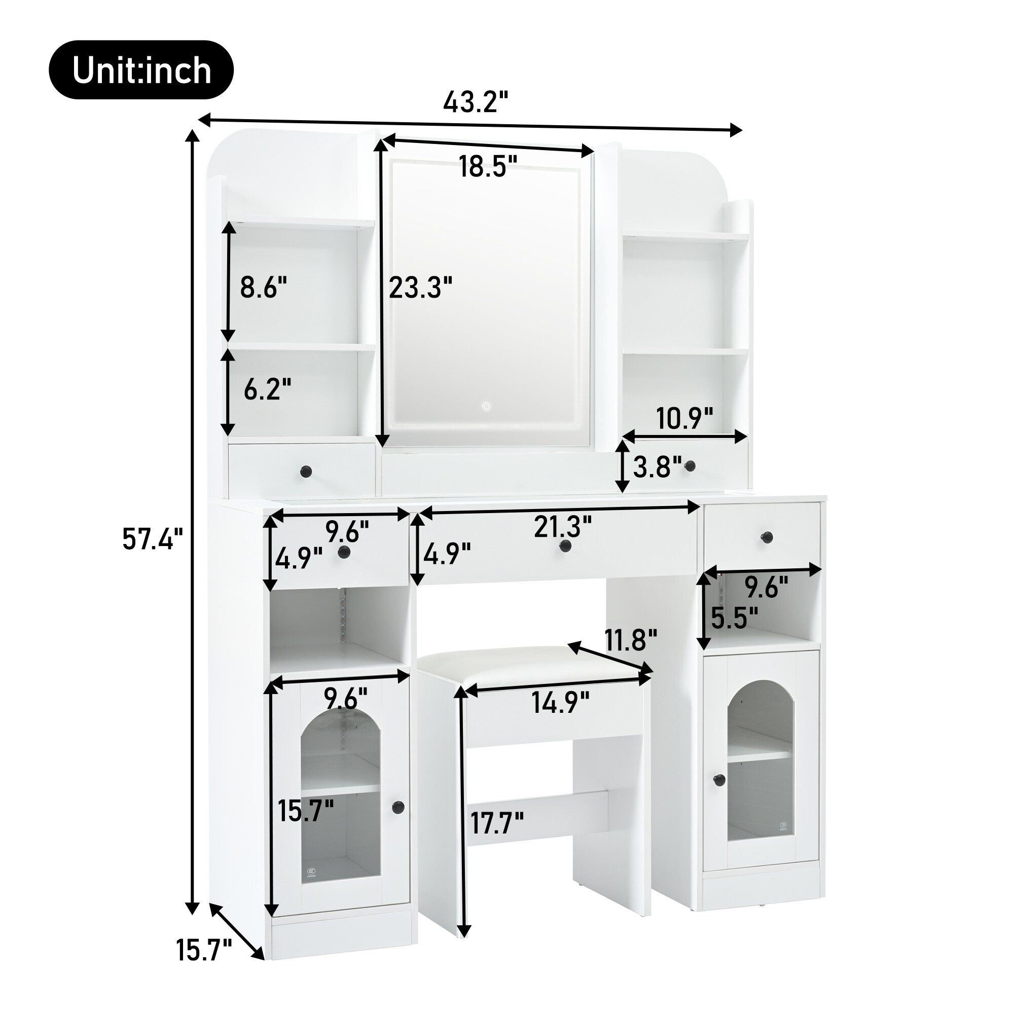 ModernLuxe N704P281511K Bedroom-Vanities - View #7