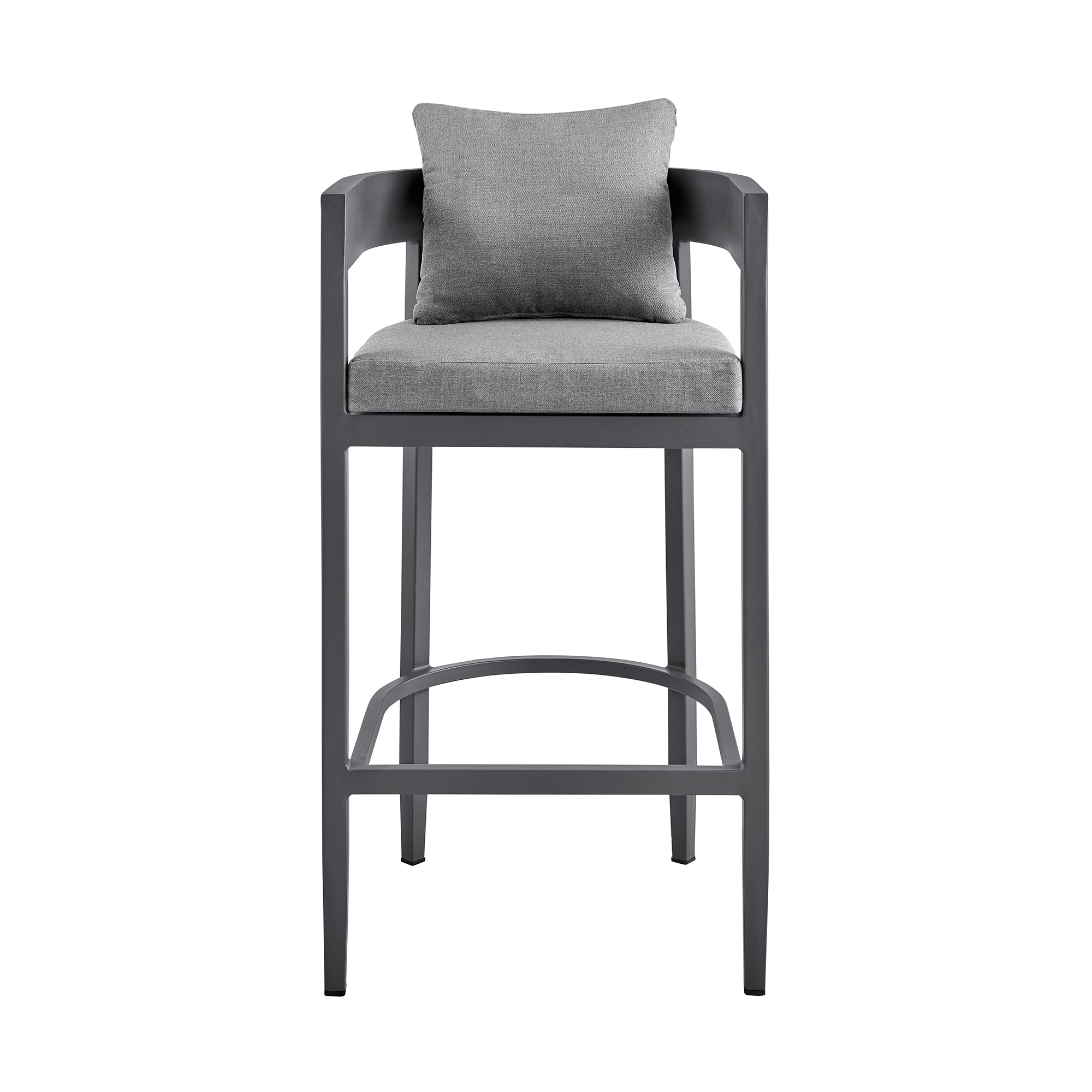Armen Living 840254332966 Grey 26.0-in H Counter height Square seat Upholstered Metal Bar Stool with Arms and Back