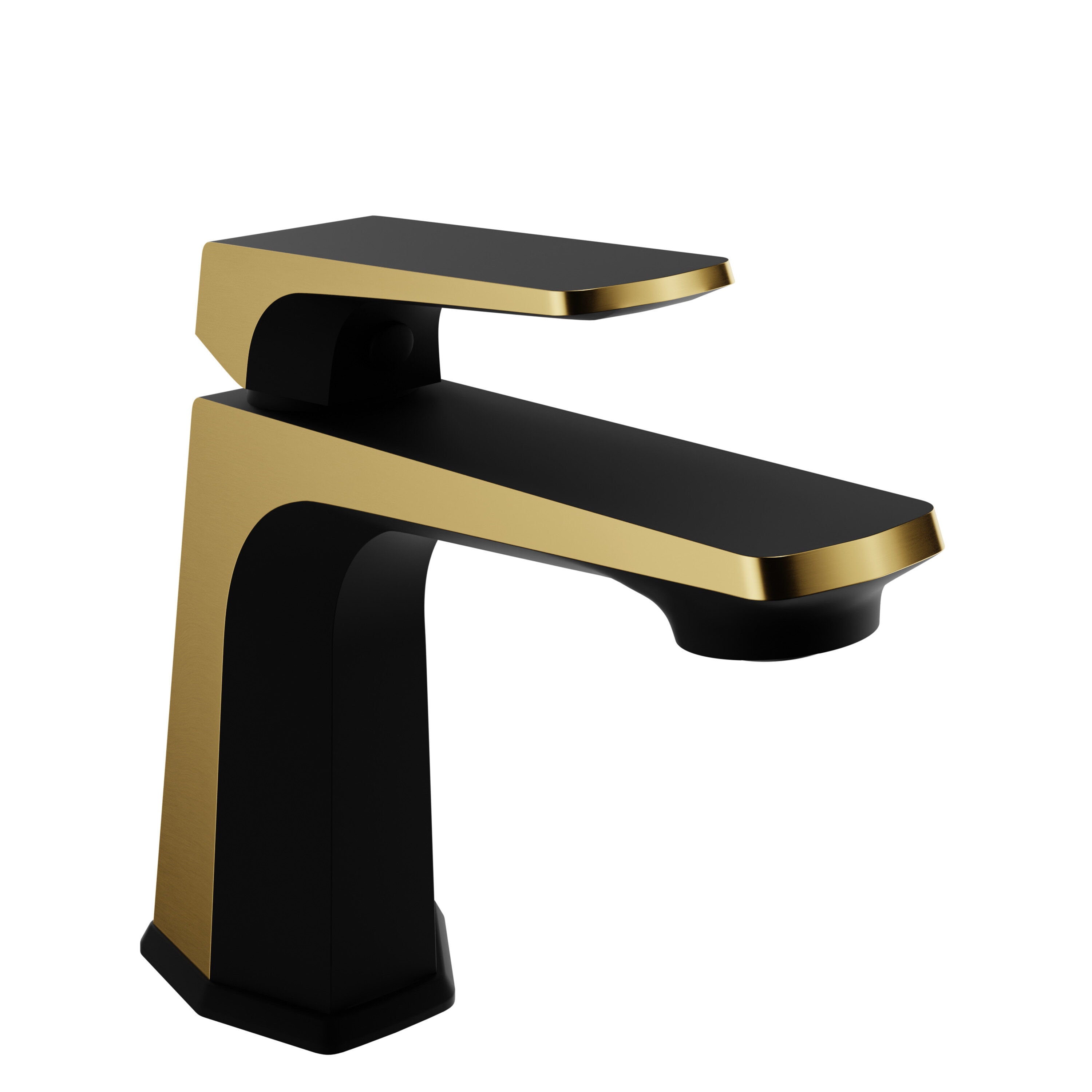 ANZZI L-AZ903MB-BG Matte Black-Brushed Gold Single hole 1-handle WaterSense Mid-arc Residential Handle Bathroom Sink Faucet with Drain