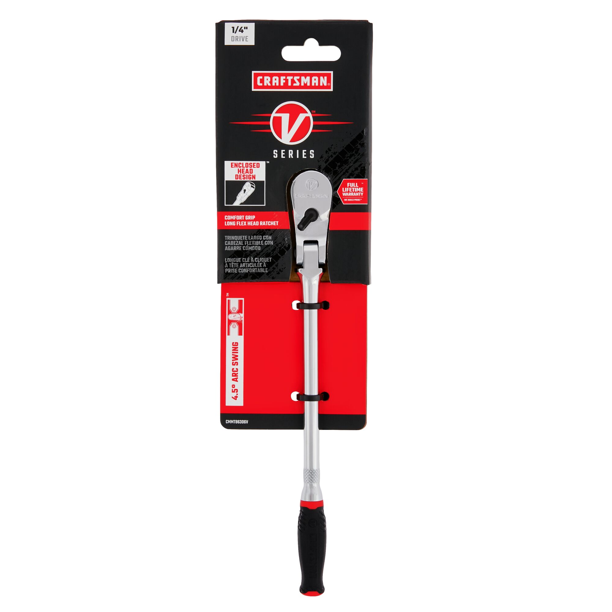 CRAFTSMAN V-Series 80-Tooth 1/4-in Drive Comfort Grip Handle Flexible ...