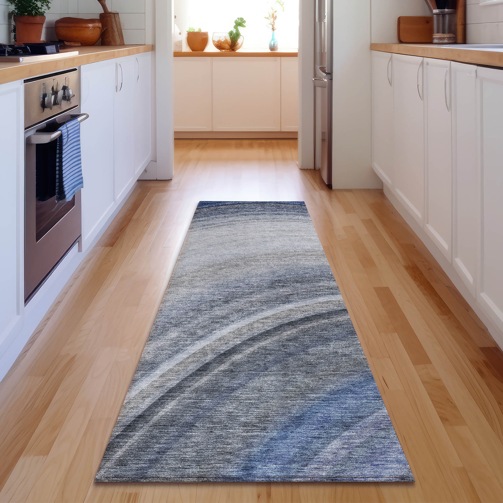 Addison Rugs AMF584BU2X8 Mayfield AMF584BU 2 x 7 (ft) Loomed Polyester Blue Rectangular Indoor Geometric Machine washable Area rug