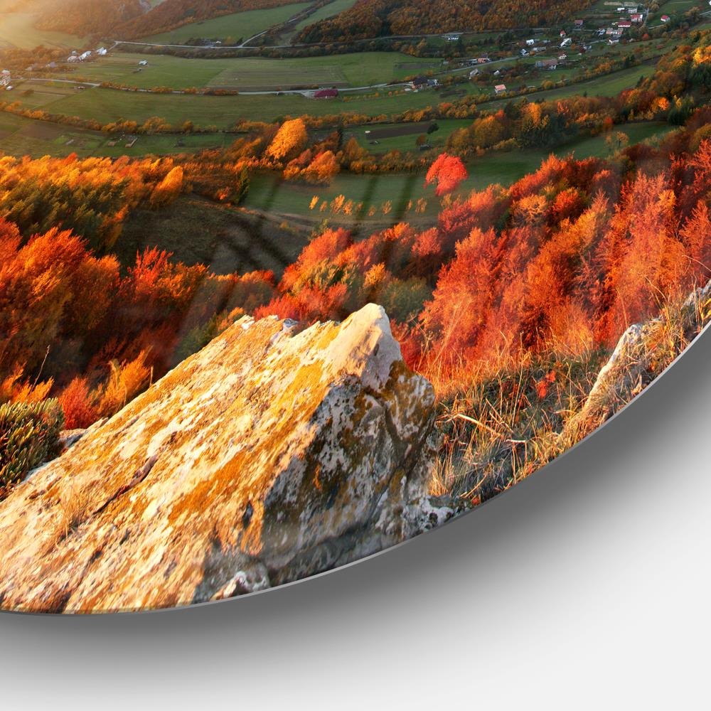 Designart Autumn Mountains Panorama' Disc Photography Circle Metal Wall ...