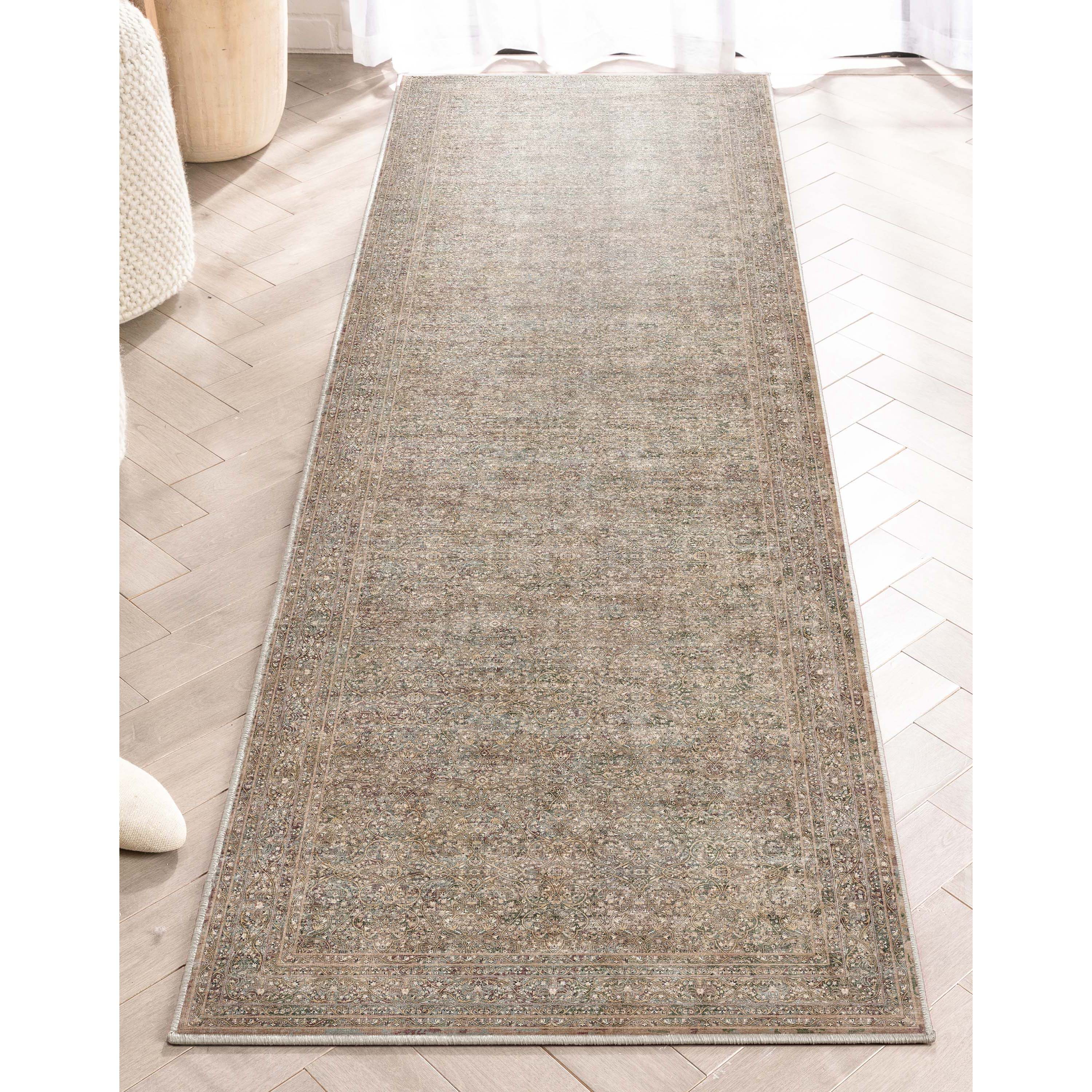 Well Woven W-AS-02B-2 2 x 8 (ft) Flatweave Polyester Beige Rectangular Indoor Medallion Vintage Runner rug