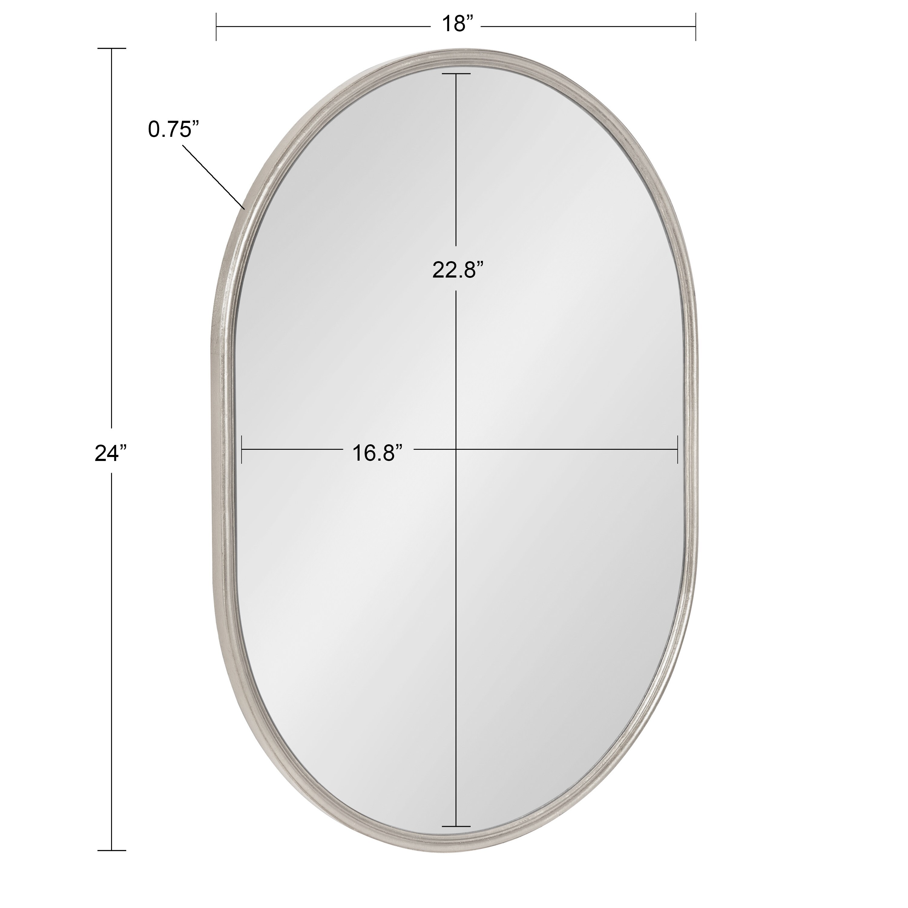 Kate and Laurel Caskill 18-in W x 24-in H Oval Silver Framed Wall ...