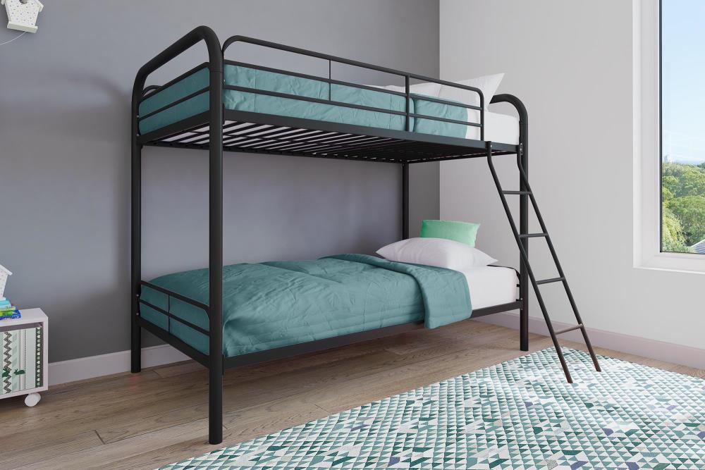 DHP Elen Black Twin Over Twin Bunk Bed in the Bunk Beds department at ...