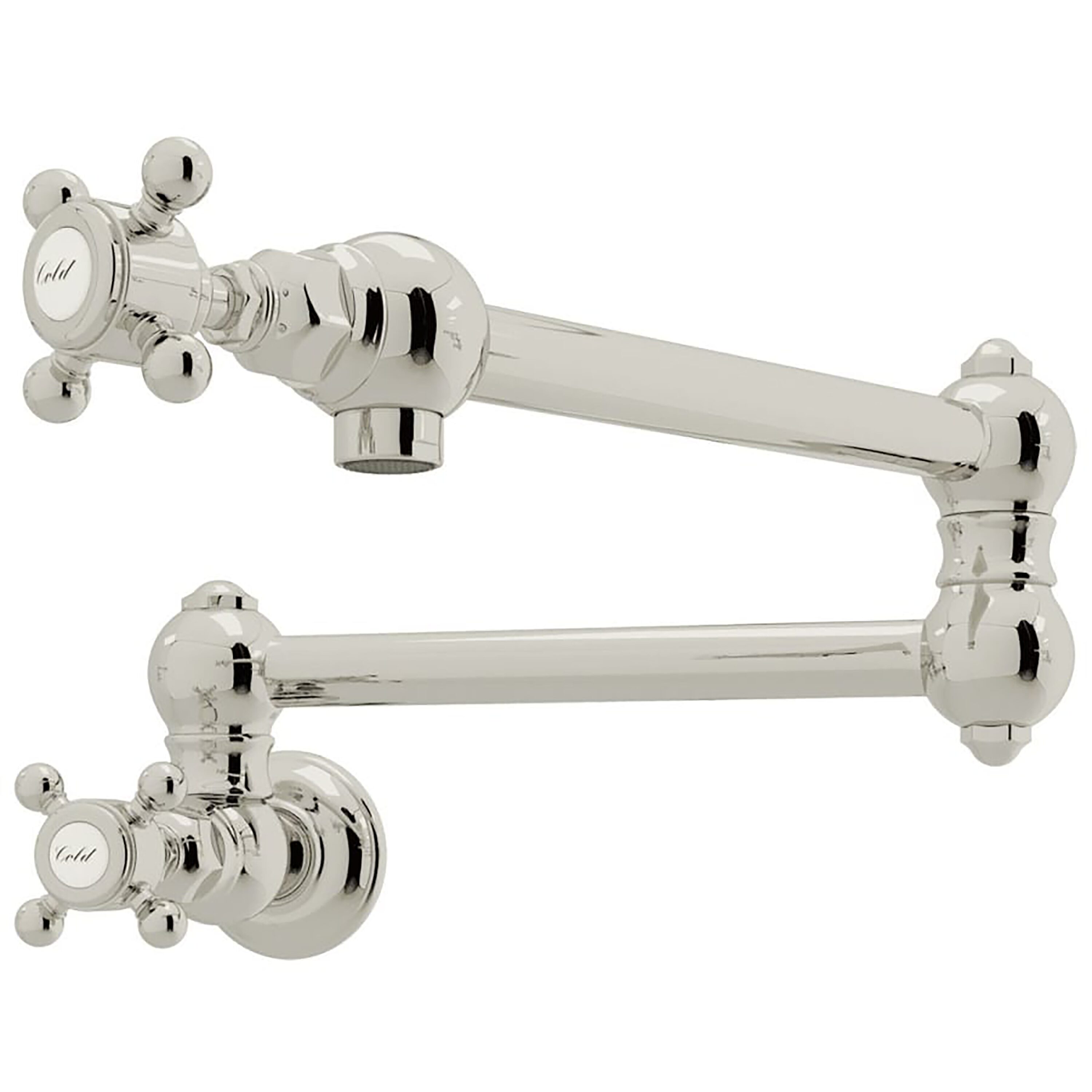 Rohl A1451XMPN-2 Polished Nickel Double Handle Wall-mount Pot Filler Kitchen Faucet
