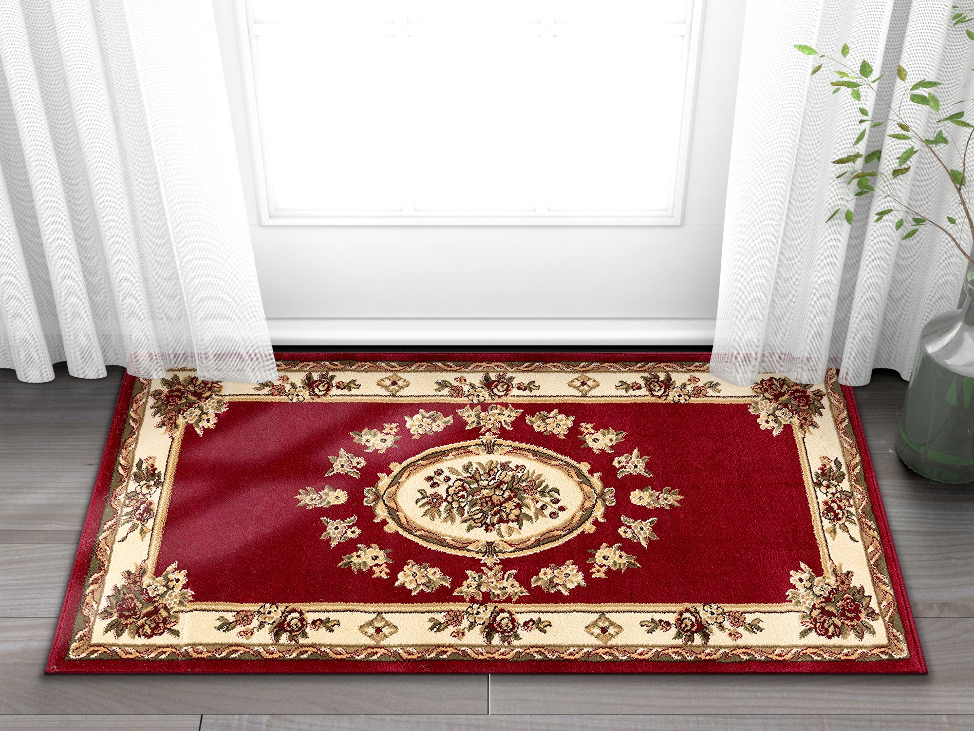 Well Woven 36303 2 x 4 (ft) Loomed Polypropylene Red Rectangular Indoor Medallion Persian Area rug