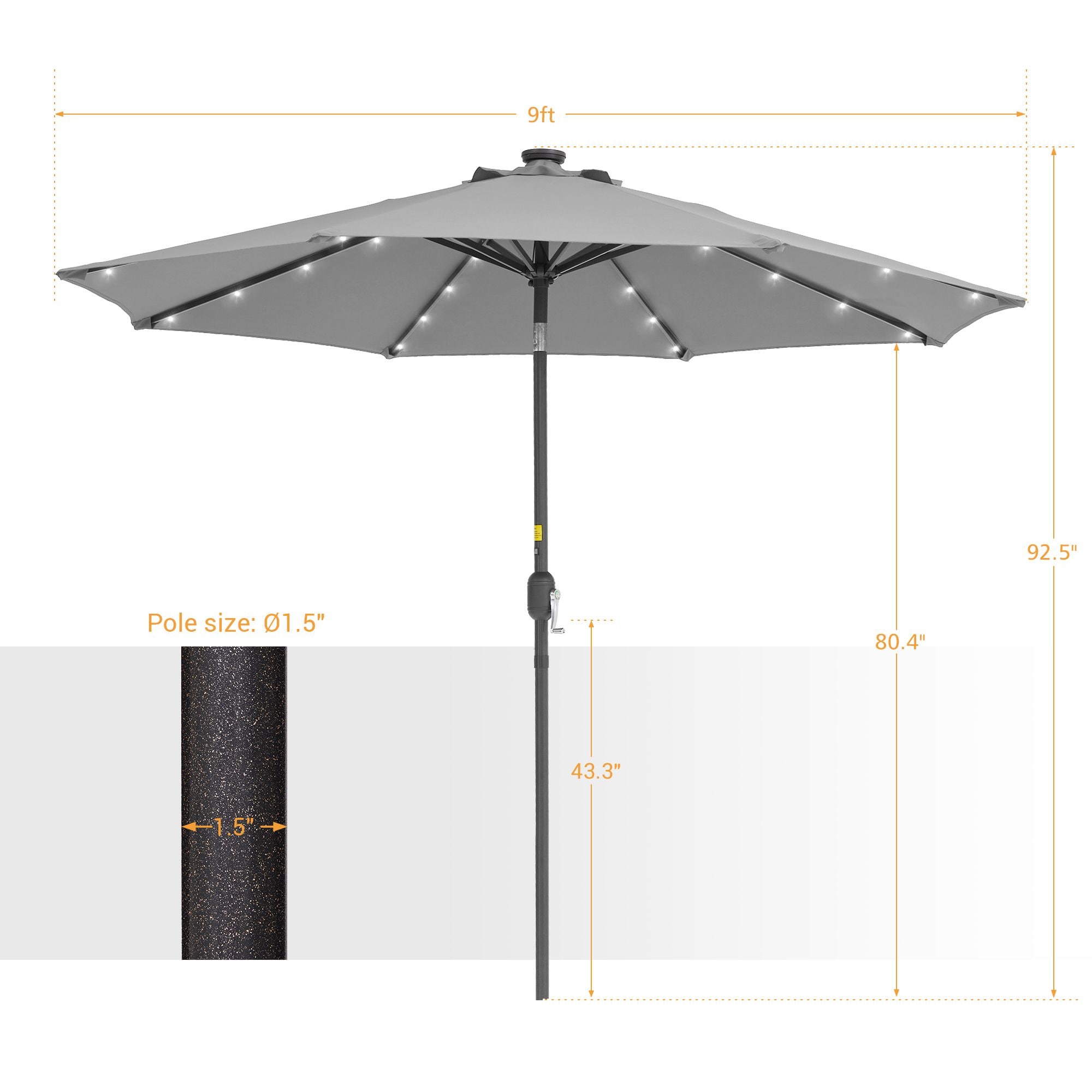 Sonkuki SD-TJLED09GY Umbrellas-2 - View #2