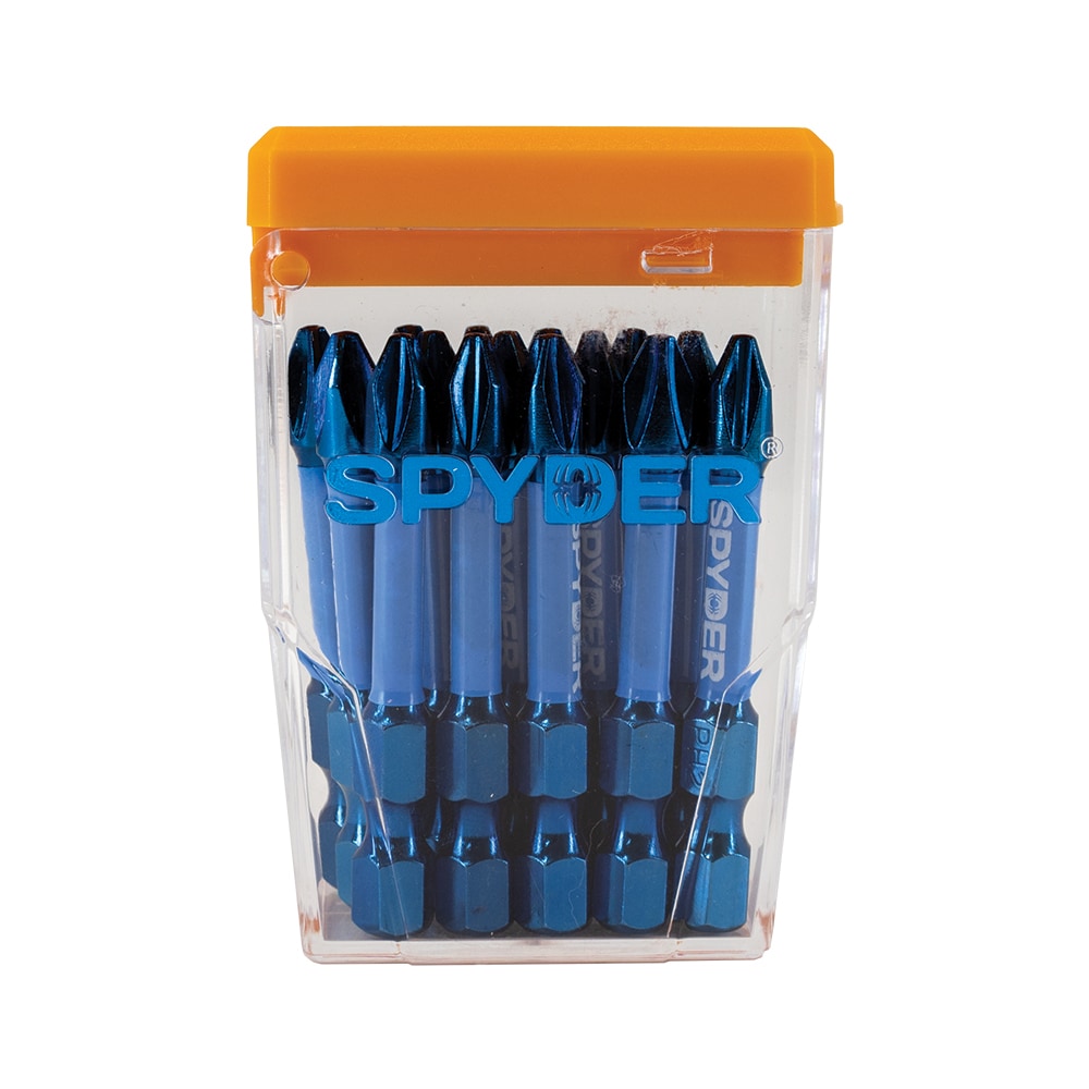 Spyder 19075 Mach-Blue PH2 1/4-in x 2-in Phillips Impact Driver Bit Set 15 -Piece