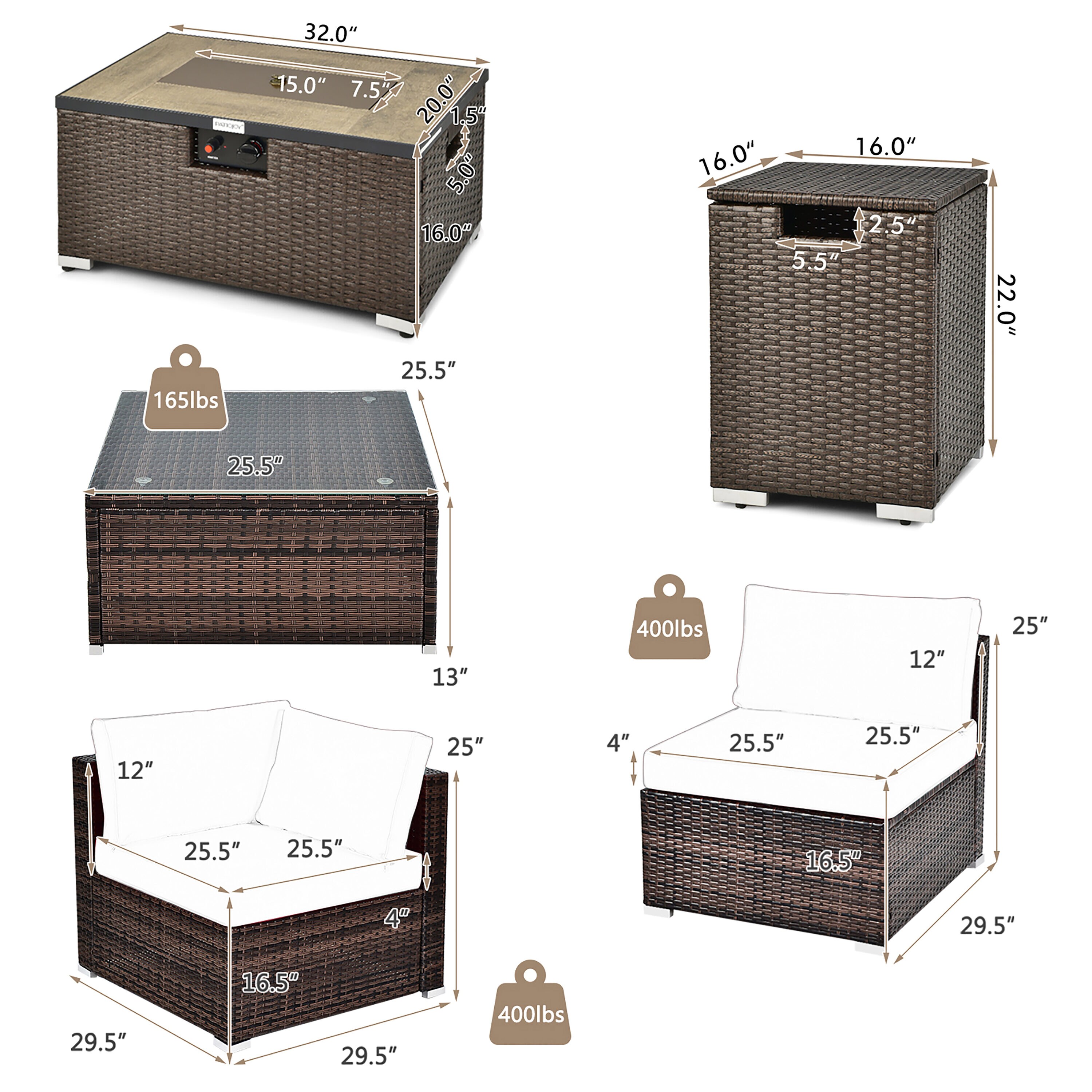 Costway NP10261CF+HW67937WH Patio-Conversation-Sets - View #10