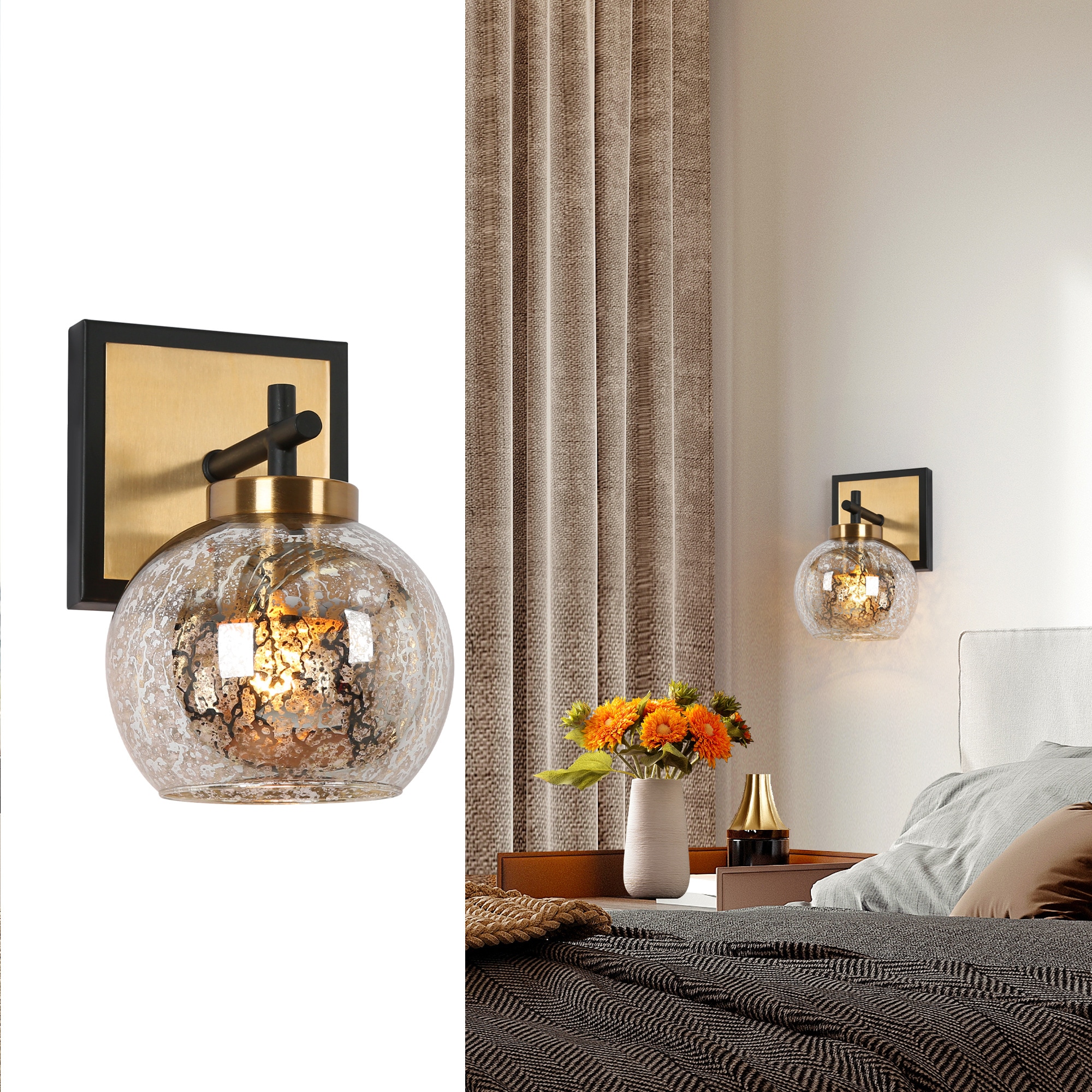 ZEVNI L3VVJQVVW4600S17 Mafia 5.5-in W 1 -Light Matte Black Transitional Wall Sconce