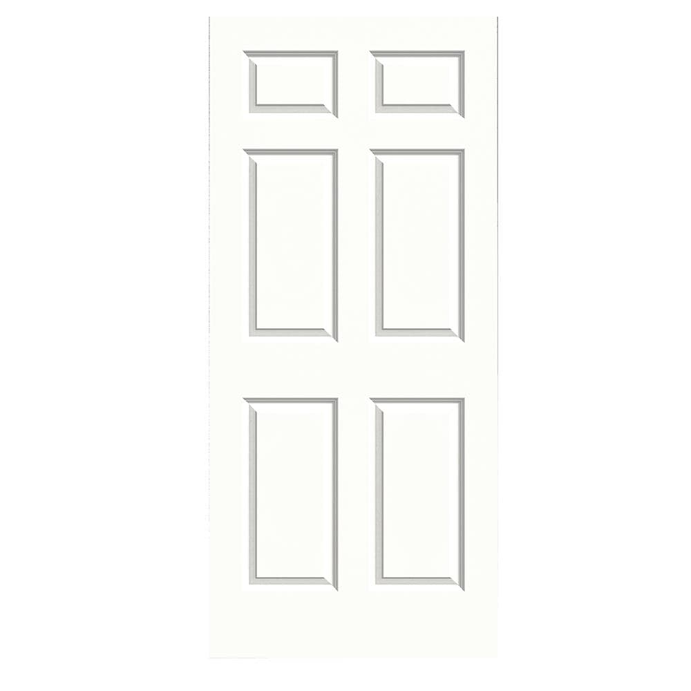 Colonist 28-in x 80-in Snow Storm 6-panel Hollow Core Prefinished Molded Composite Slab Door in White | - RELIABILT LO1003517
