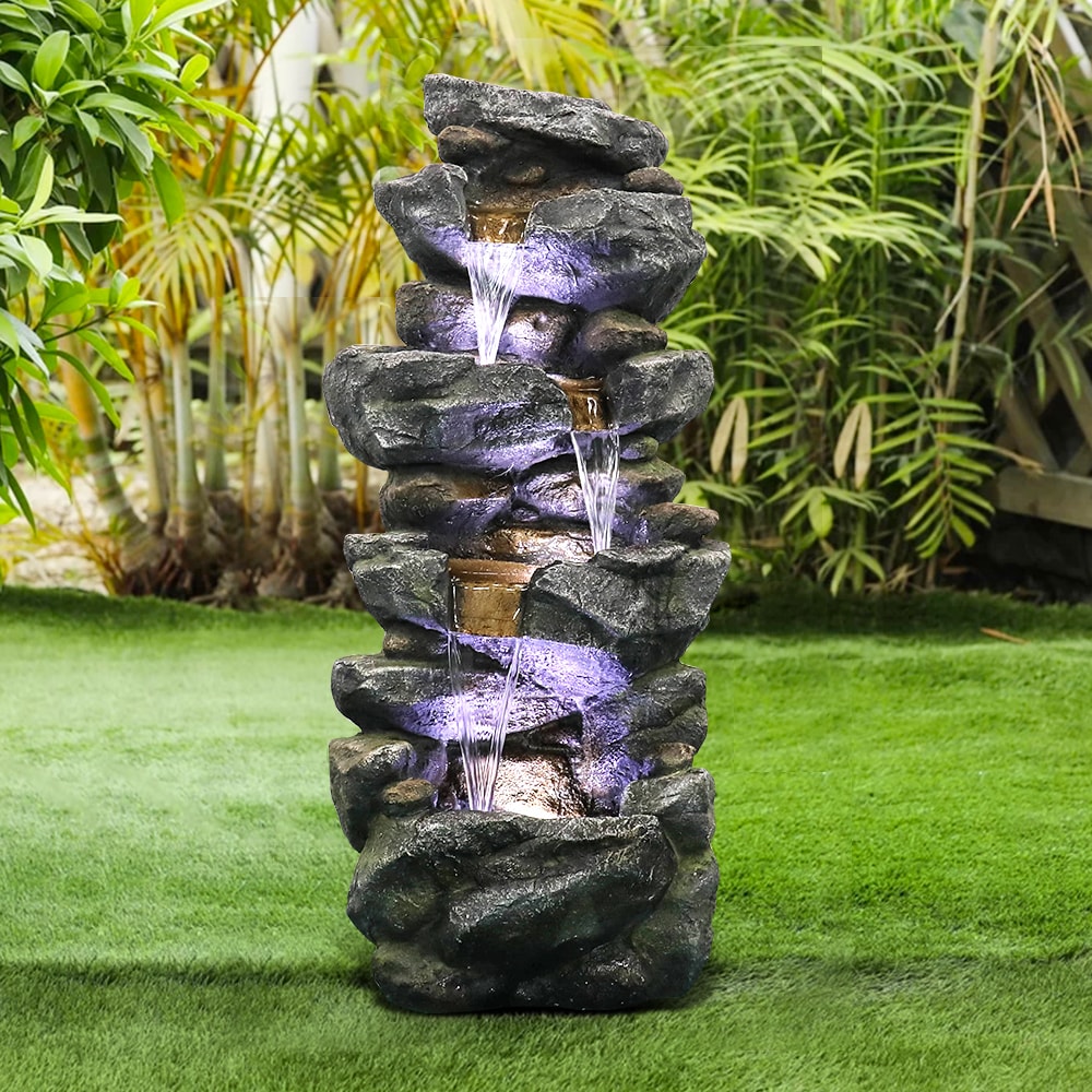 Watnature 40-in H Resin Water Rock Waterfall Outdoor Fountain Pump ...