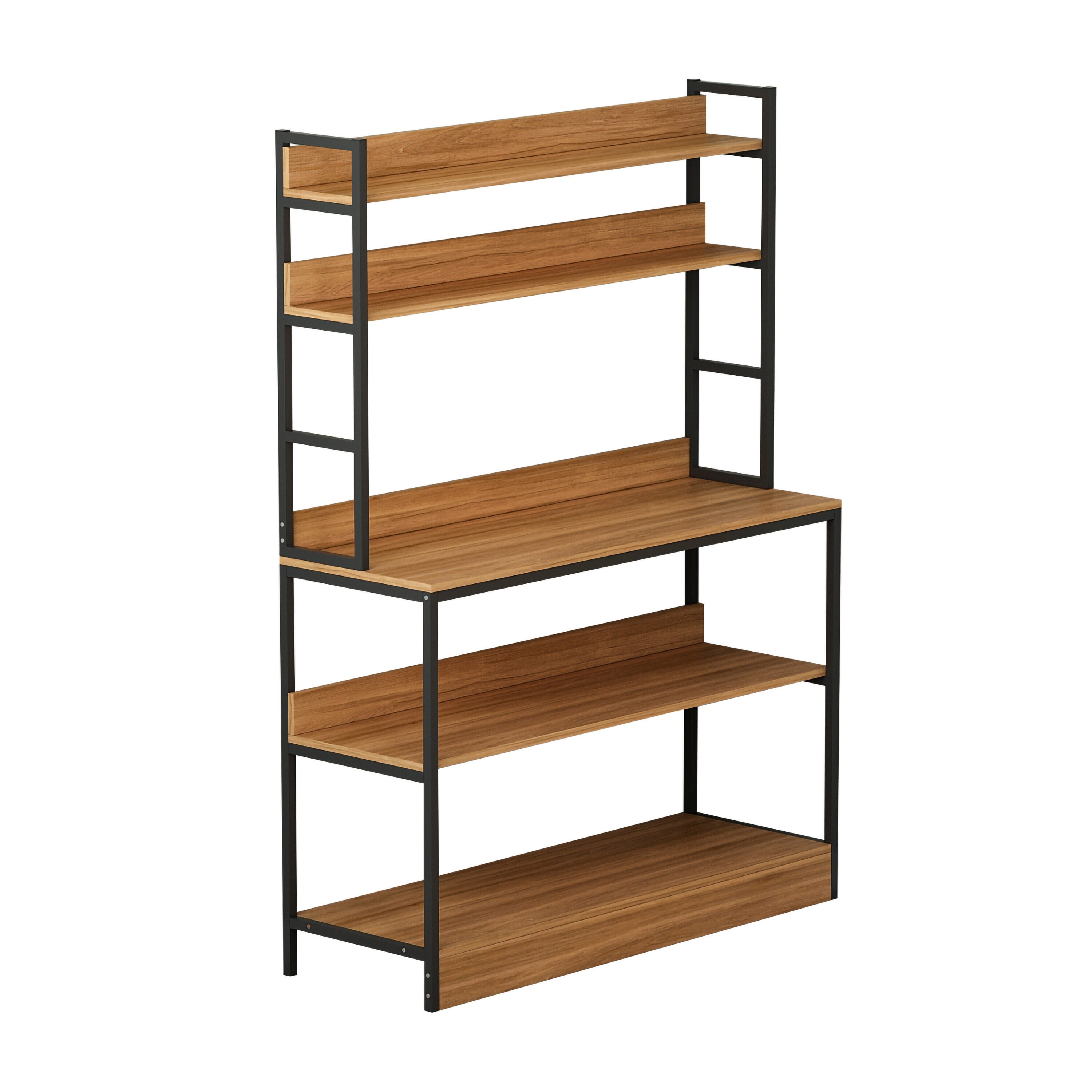 39.4 Standard Baker's Rack with Wooden Shelves 17 Stories Color: Burlywood