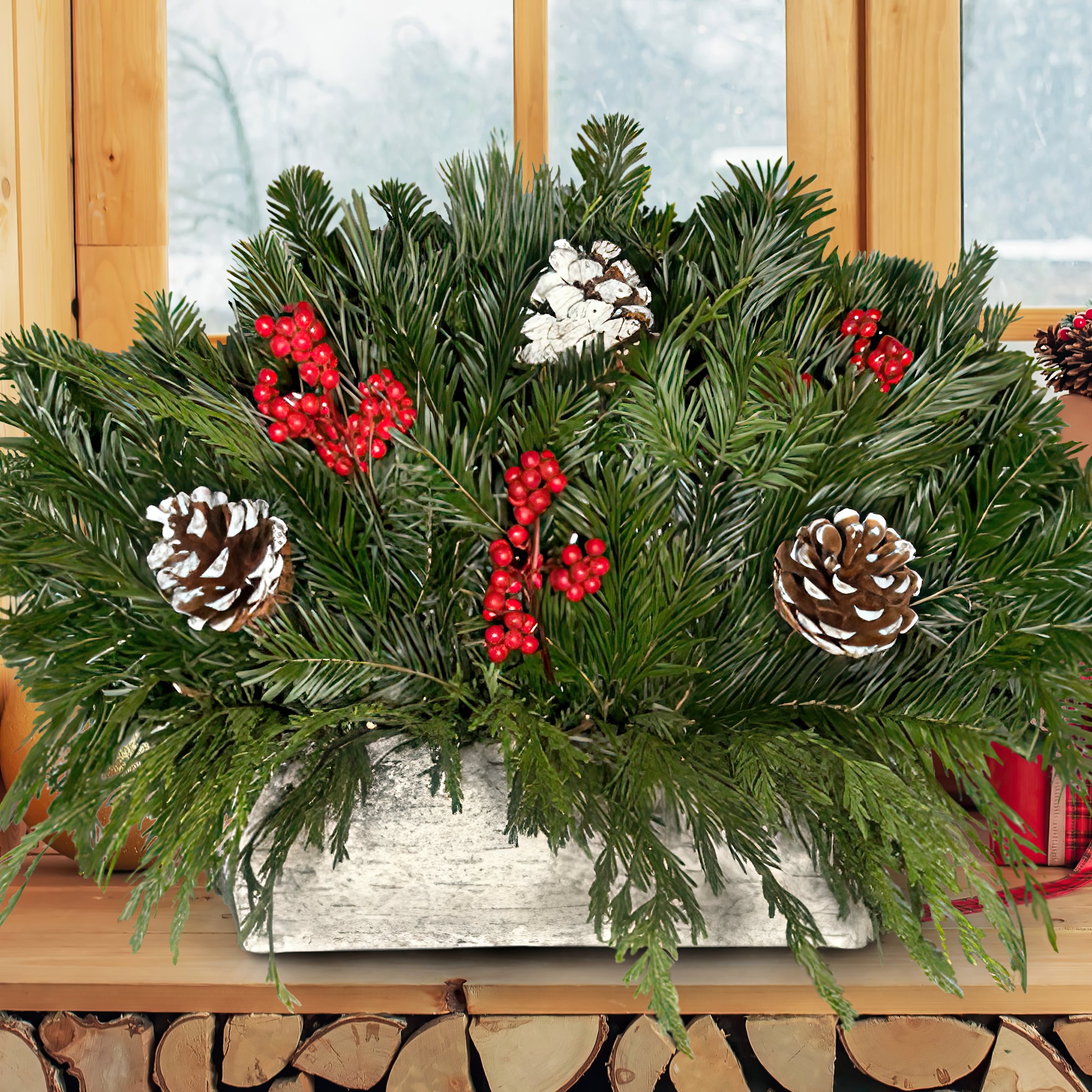 Fresh Christmas Decorations Type Birch bundle and greenery