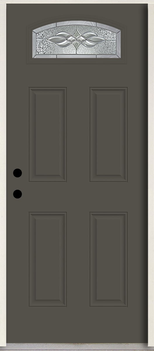 RELIABILT LO963819 Hampton 36-in x 80-in x 4-5/8-in Fiberglass 1/4 lite Right-hand inswing Thunder Gray Paint Painted Prehung Front Door Insulating core