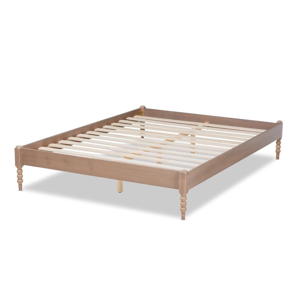 Baxton Studio Cielle Antique Oak King Wood Platform Bed In The Beds 