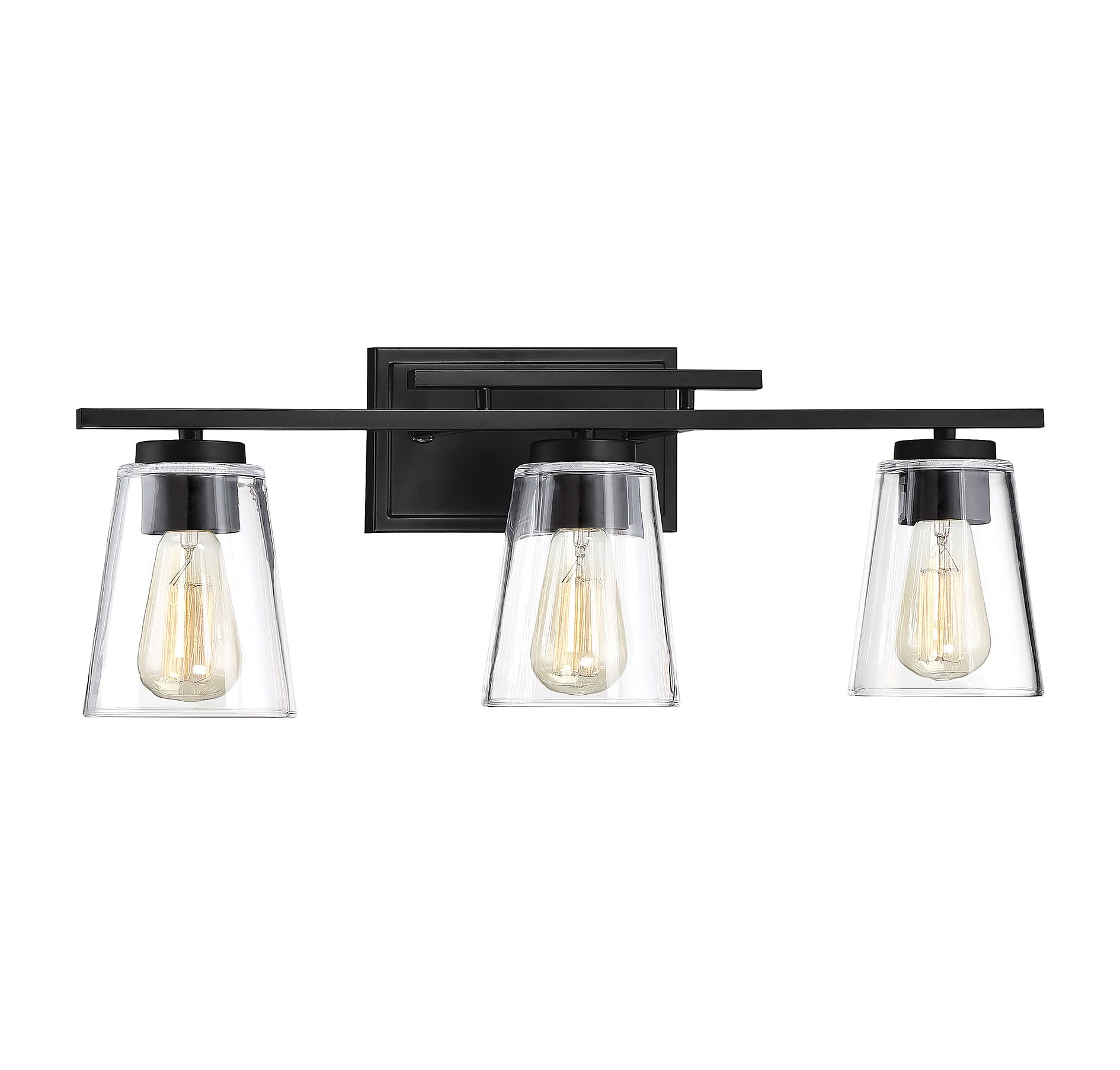 Calhoun Black 3-Light Vanity Fixture with Clear Glass Shades