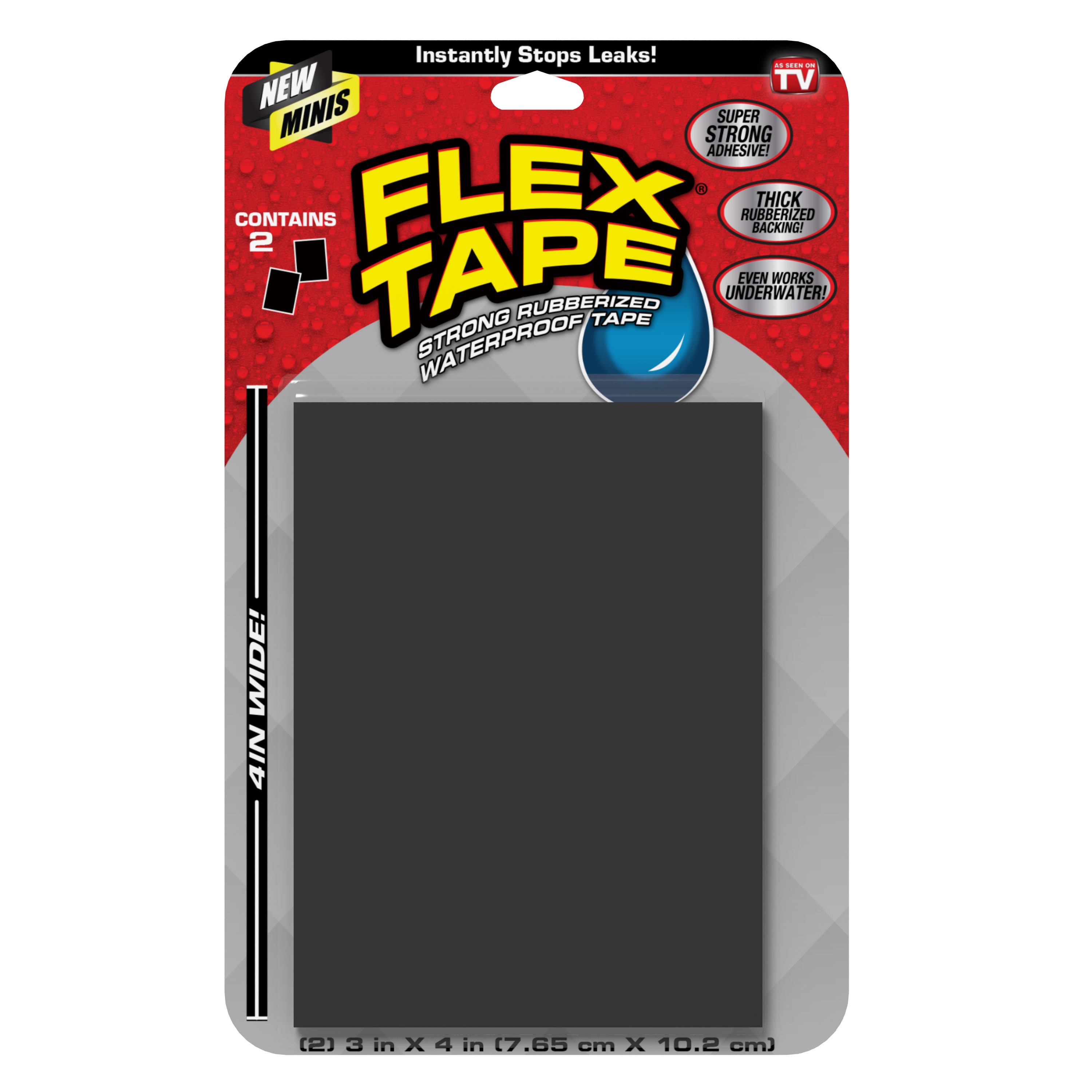 Flex Tape Mini Black Waterproof Rubberized Duct Tape 4-in x 3-in