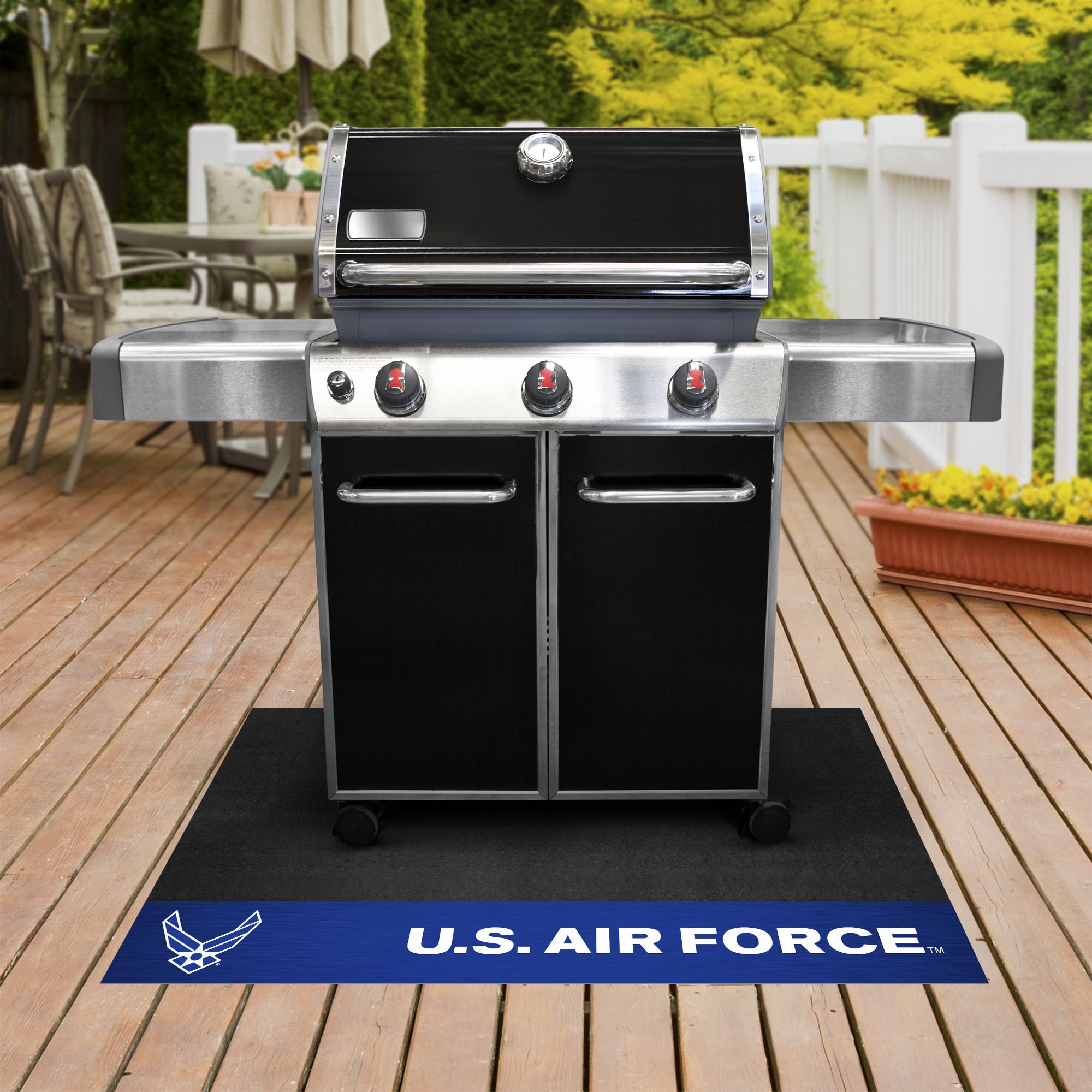 FANMATS 15726 Grill Mat Black Vinyl Rectangular Grill Mat