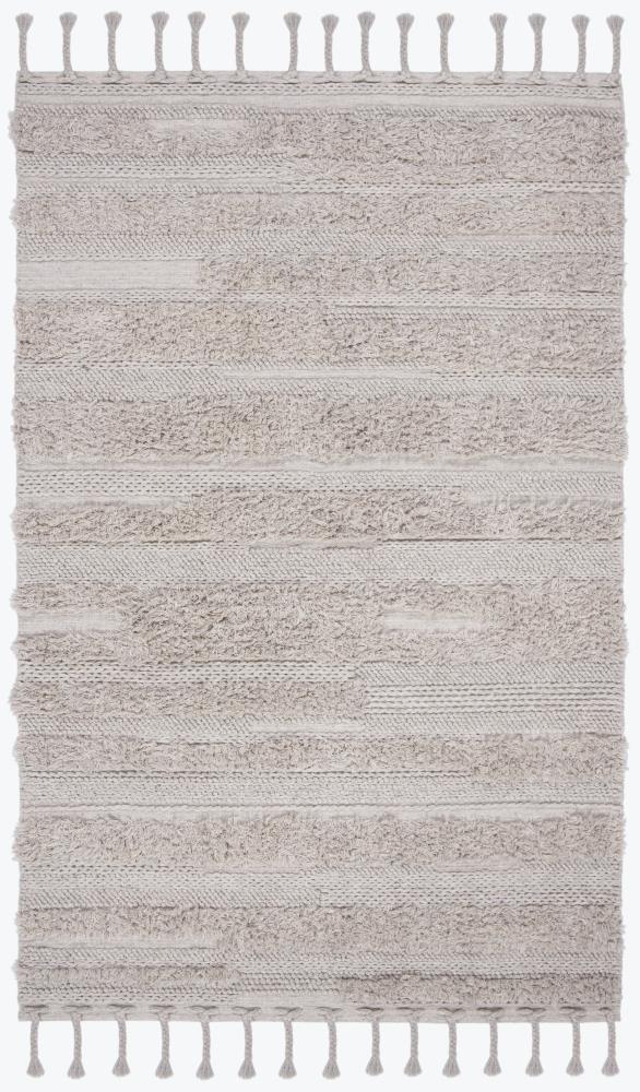 Safavieh CSB450H-5 Casablanca Borga 5 x 8 (ft) Wool Gray Rectangular Indoor Stripe Moroccan Area rug