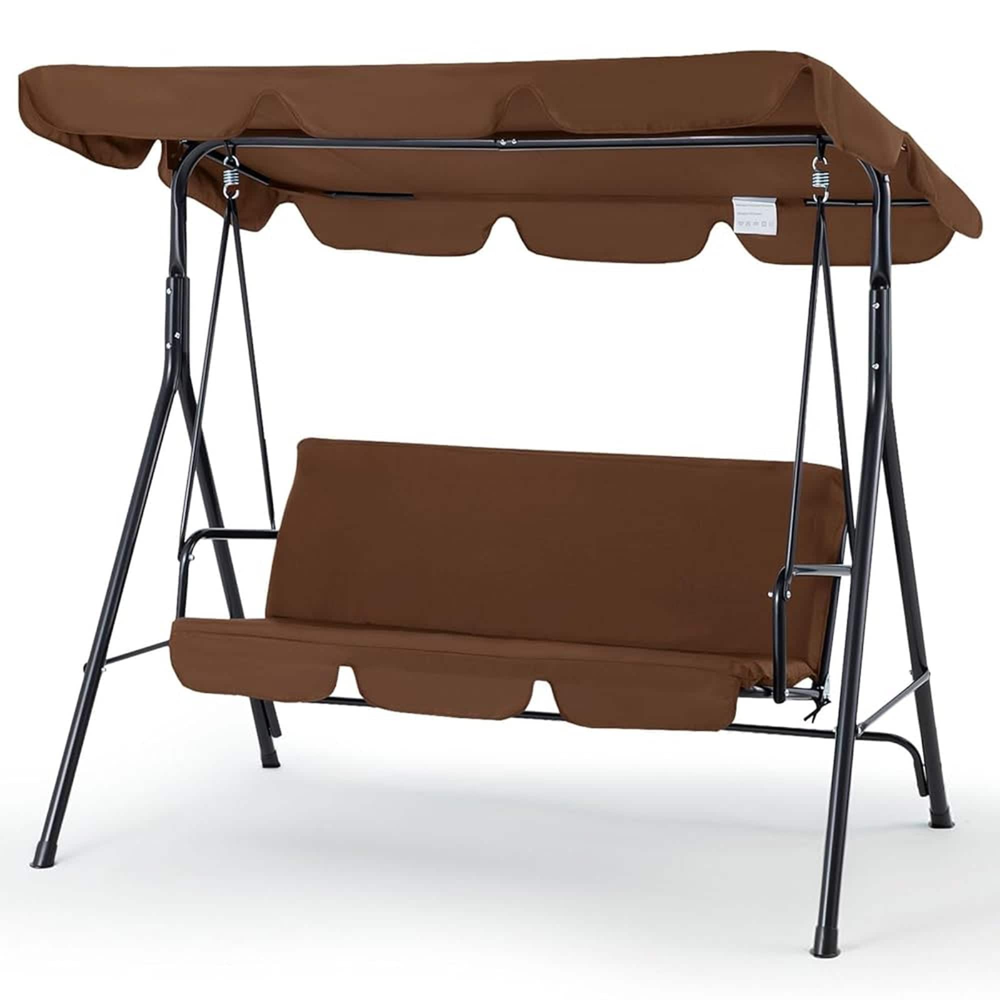 Boyel Living 3-Person Metal Patio Swing with Removable Cushion Patio Swing Outdoor Porch Swing Chair for Adults for Garden Backyard Deck